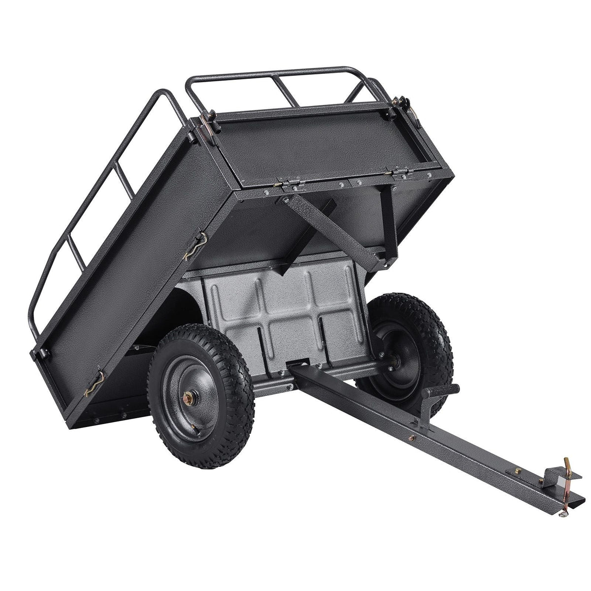 Garden Utility Trailer, 10 Cu. Ft & 500lbs Capacity, ATV UTV Hauling Trailer, Tow Behind Steel Dump Cart with 14" Tires, Hand Pull or Foot Pedal, Heavy Duty Yard Trailers for Lawn Mower Tractor