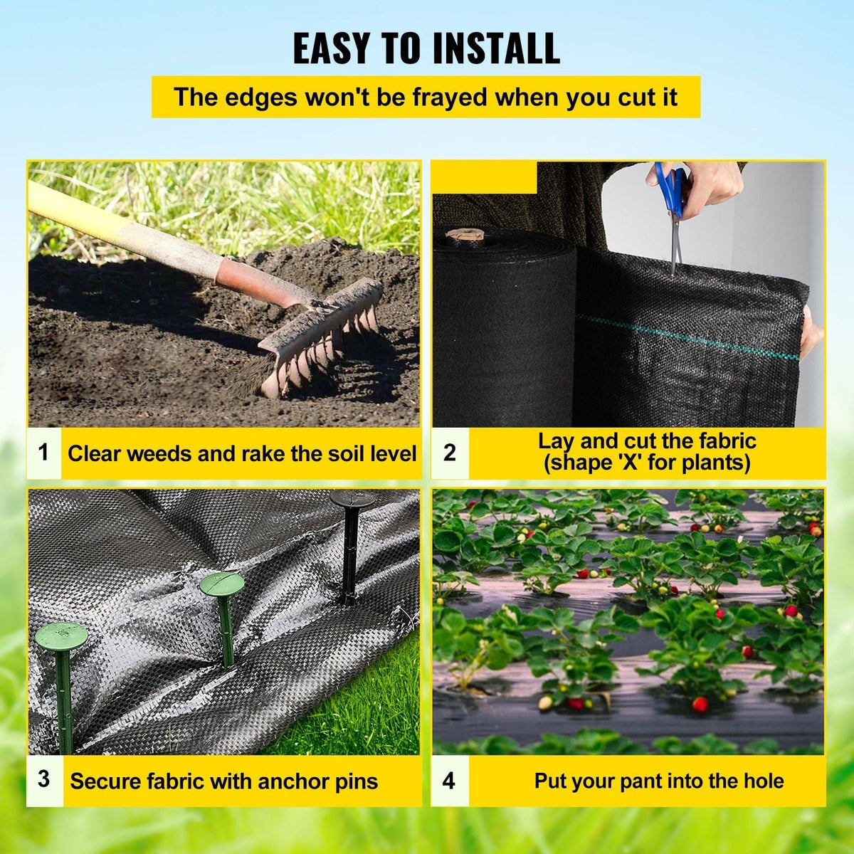 Garden Weed Barrier Fabric, 5.8 OZ Heavy Duty Landscape Fabric, 4ft x 100ft Weed Block Control for Garden Ground Cover, Woven Geotextile Fabric for Landscaping, Gardening, Underlayment, Black