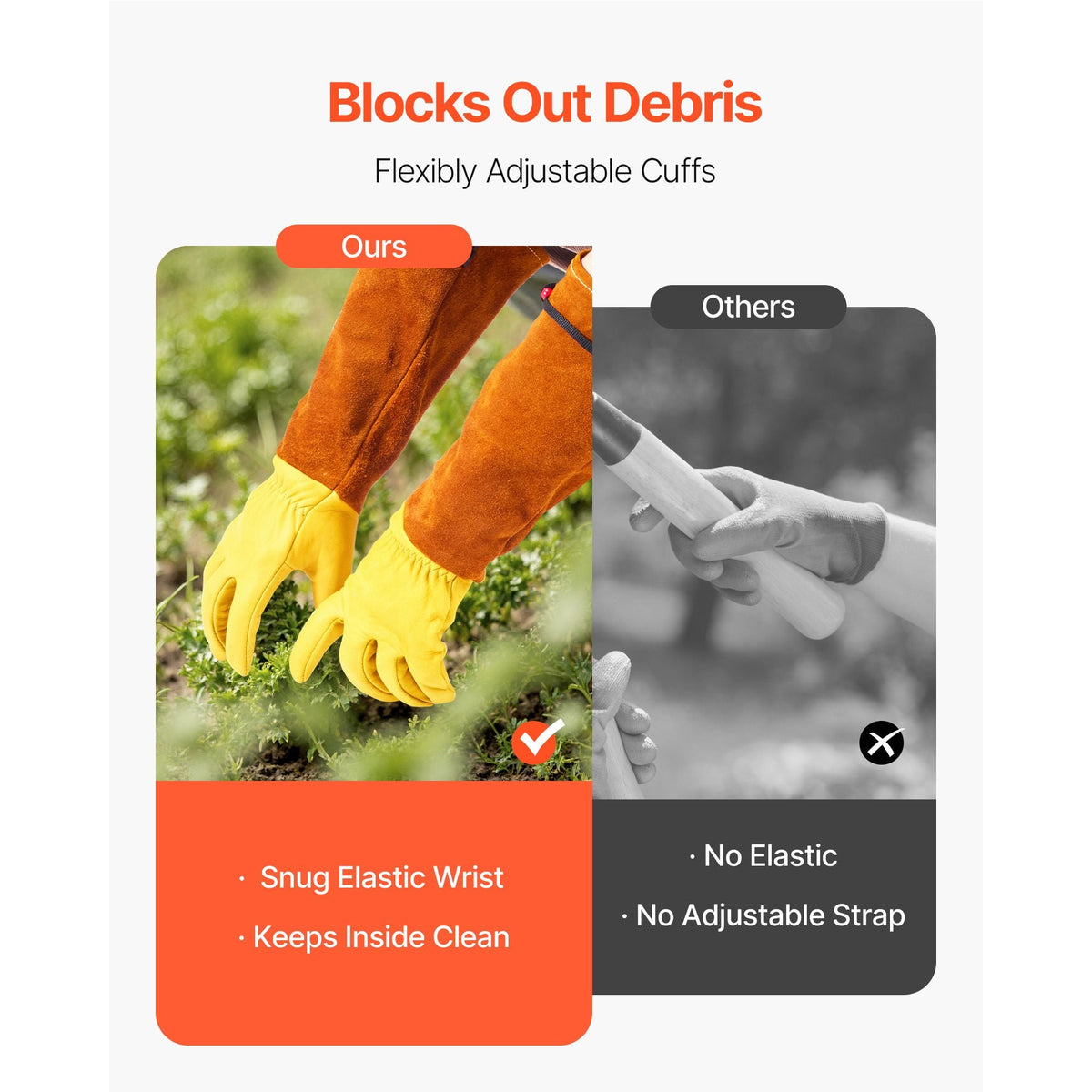 Gardening Gloves, Thorn Proof & Puncture Resistant Garden Gloves with Elastic Cuff, 17.5 in Long-Sleeve Glove Rose Pruning Glove for Men & Women Weeding Digging Planting, Size M