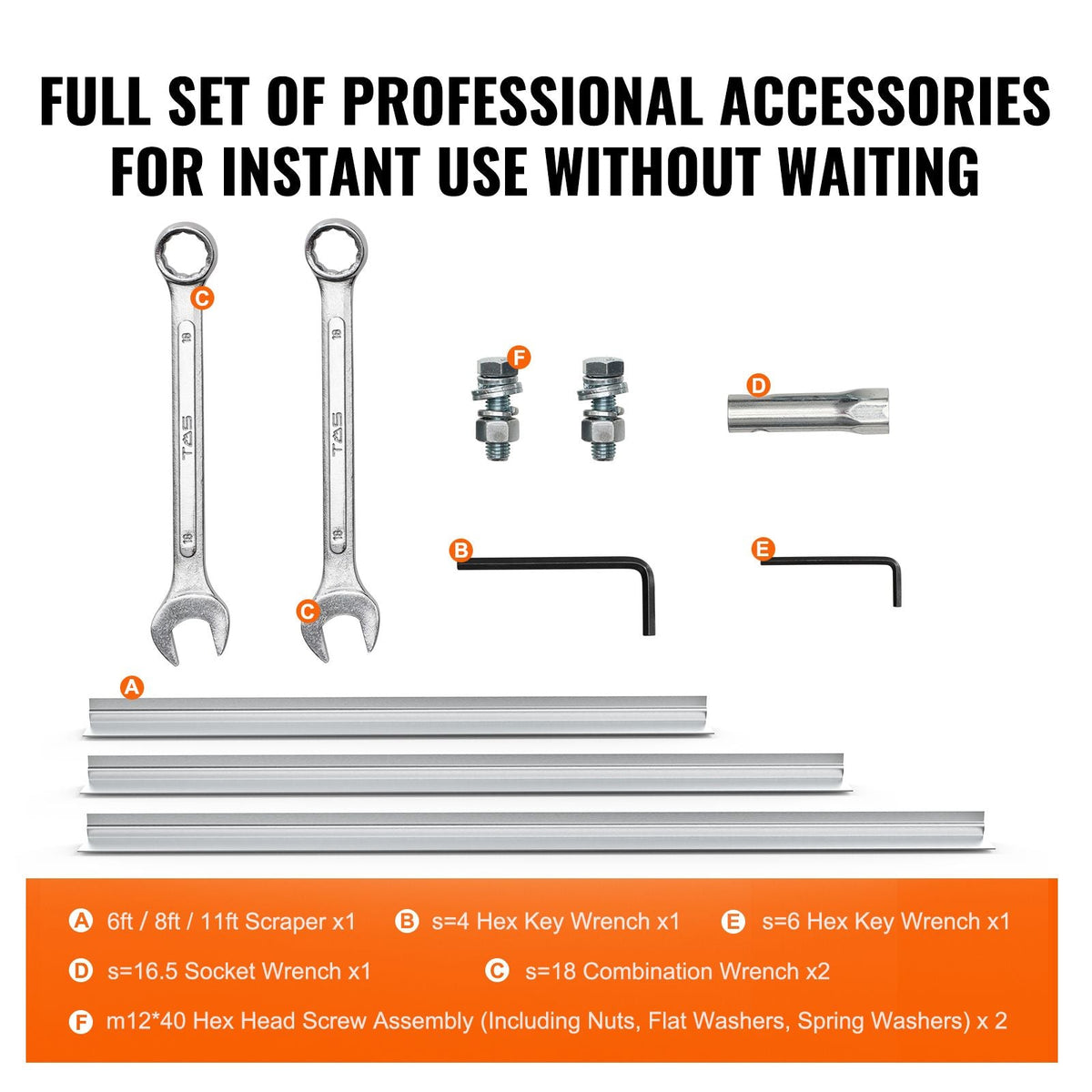 Gas Concrete Power Screed, 6ft/8ft/11ft Aluminum Board Straight Edge Bar Set, 4 Stroke Cement Finishing Vibrating Motor w/ Height Adjustable Handles, High Efficient Concrete Tool 6500RPM