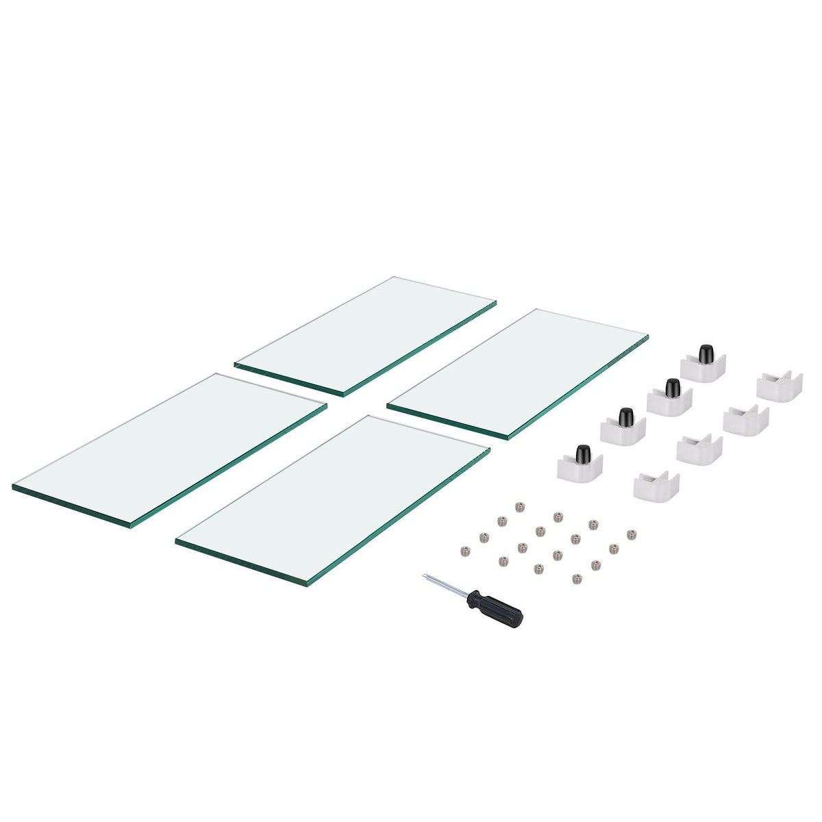 Gas Fire Pit Wind Guard for Square Fire Table, 19 x 19 x 7.5 inch Clear Tempered Wind Guard for Firepits, 0.31 inch Thick Square Glass Shield, Glass Panel with Hard Corner Bracket & Feet