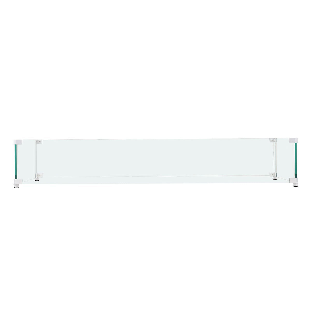 Gas Fire Pit Wind Guard for Square Fire Table, 23.5 x 7.5 x 6.5 inch Clear Tempered Wind Guard for Firepits, 0.31 inch Thick Square Glass Shield, Glass Panel with Hard Corner Bracket & Feet