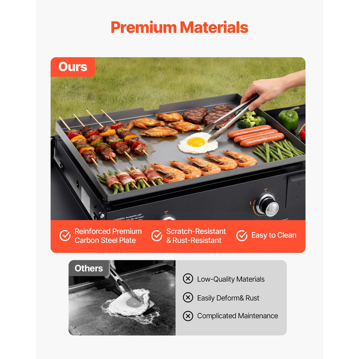 Gas Griddle, 2-Burner Flat Top Grill, 28 inch Grill Plate Foldable Propane Griddle with Wheels, 30000 BTU Outdoor Flat Top Grills for Pan-Frying, Grilling, Stir-Frying, & BBQ, Pulse Ignition