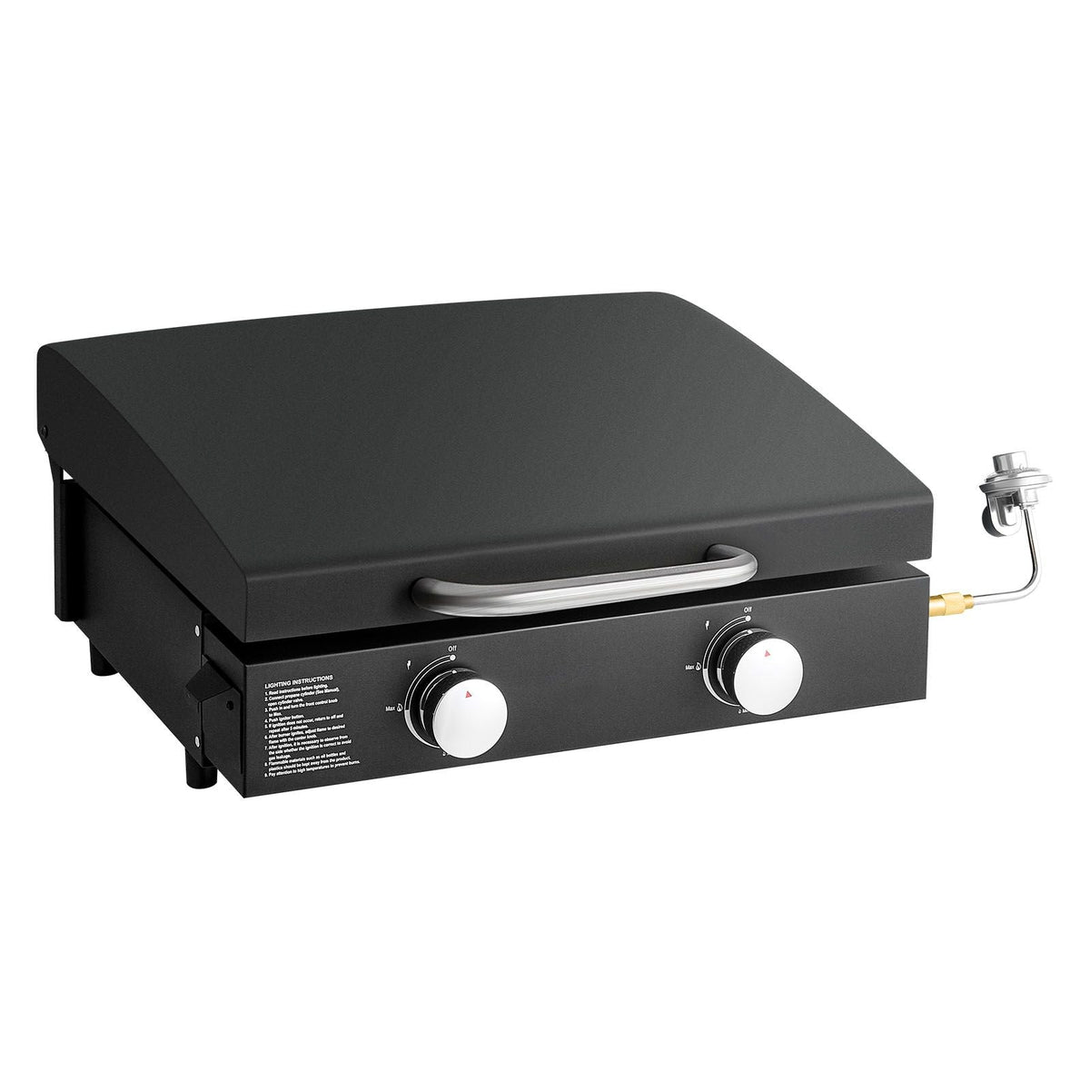 Gas Griddle, 2 Burner Tabletop Griddle, 22 inch Portable Griddles Propane with Lid, Oil Drain Hole & Oil Collection Tray, 2 x 11000BTU Camping Flat Top Grill for Outdoor Cooking, Tailgating