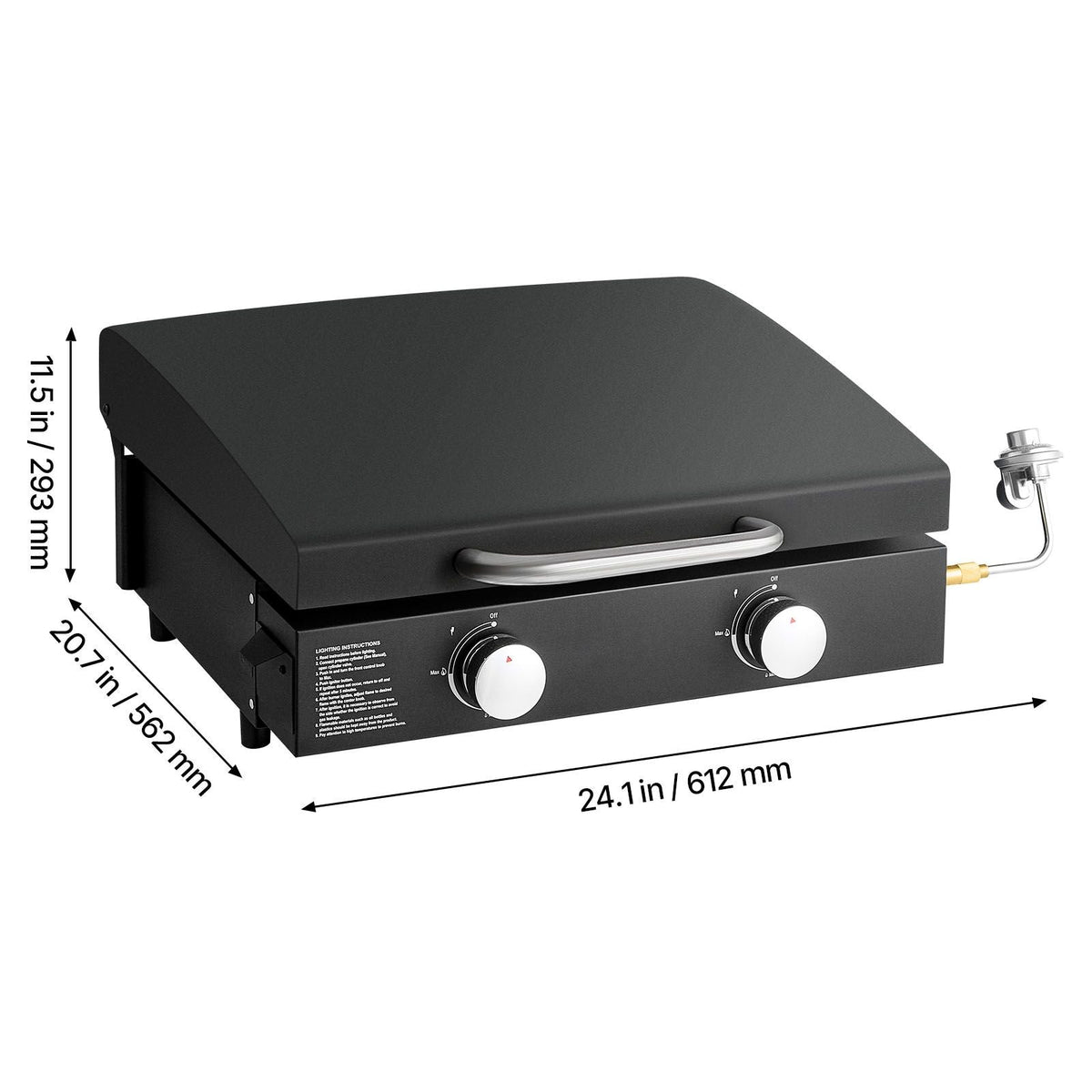 Gas Griddle, 2 Burner Tabletop Griddle, 22 inch Portable Griddles Propane with Lid, Oil Drain Hole & Oil Collection Tray, 2 x 11000BTU Camping Flat Top Grill for Outdoor Cooking, Tailgating