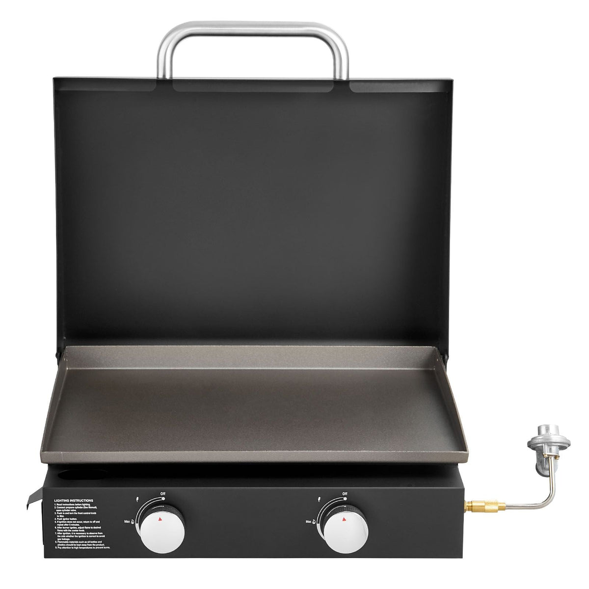 Gas Griddle, 2 Burner Tabletop Griddle, 22 inch Portable Griddles Propane with Lid, Oil Drain Hole & Oil Collection Tray, 2 x 11000BTU Camping Flat Top Grill for Outdoor Cooking, Tailgating
