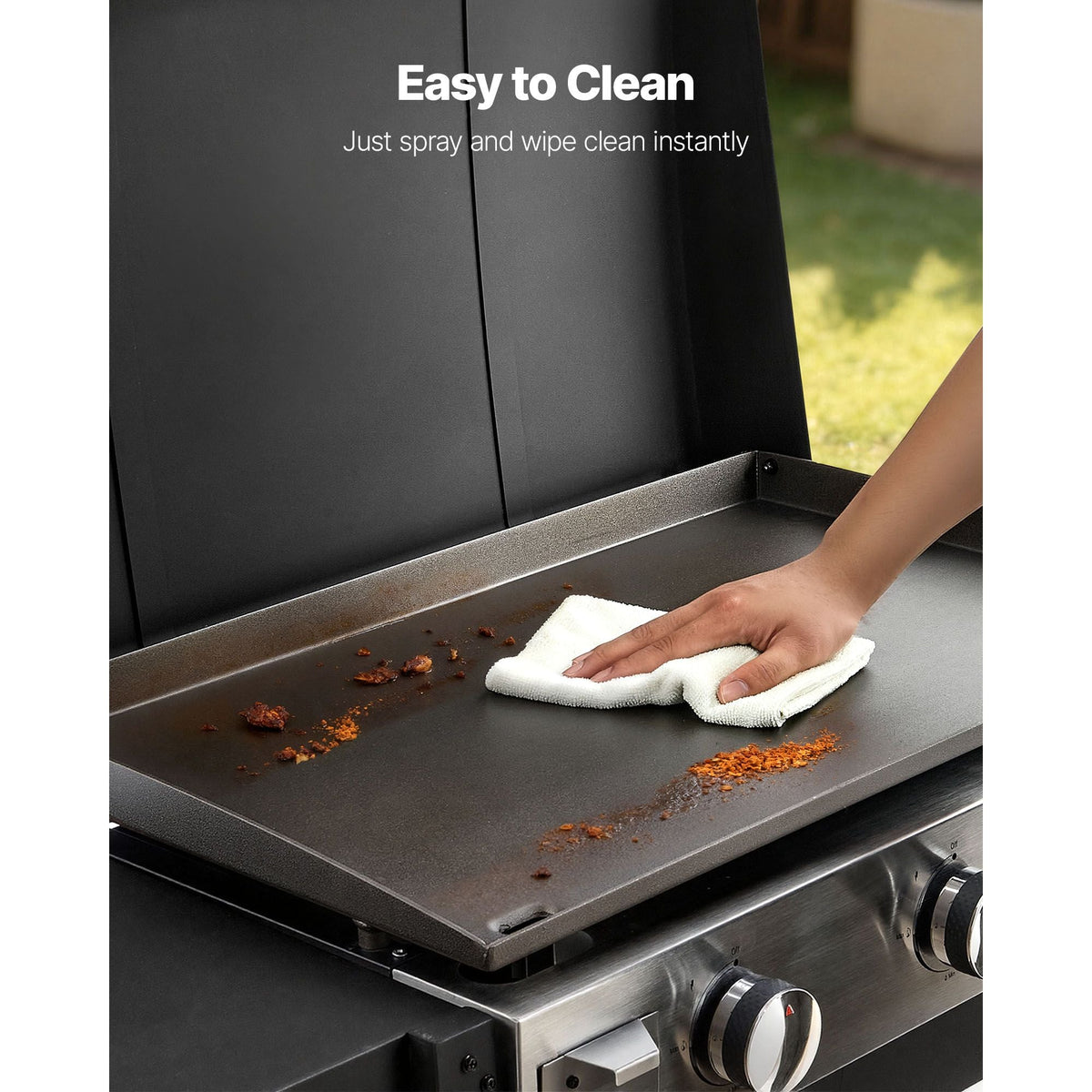 Gas Griddle, 3-Burner Flat Top Grill, Propane Griddle with Wheels, Lid, 3 x 11000 BTU Outdoor Flat Top Grills for Pan-Frying, Grilling, Stir-Frying, & BBQ, Pulse Ignition, Removable Top Design