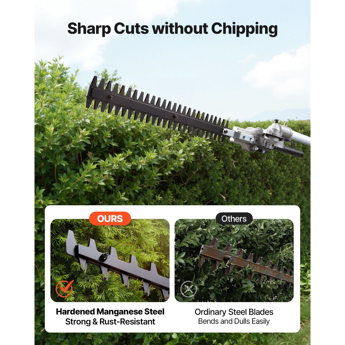 Gas Hedge Trimmer, 2 Cycle Gas Power Handheld Hedge Trimmer, 5-in-1 63cc Cordless Weed Eater with Protective Gear Set, Includes Hedge and String Trimmer, Brush Cutter(3T & 40T Blades), Pole Saw