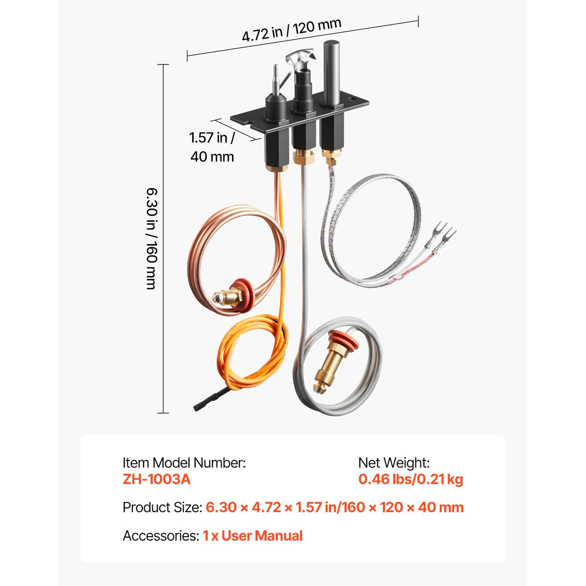 Gas Pilot Assembly, OE 485-510A,4021-736,2103-010 Fireplace Gas Pilot Assembly Kit, Natural Gas Ignition Replacement, Compatible with Quadra-Fire, Heat & Glo, Heatilator Models,Black