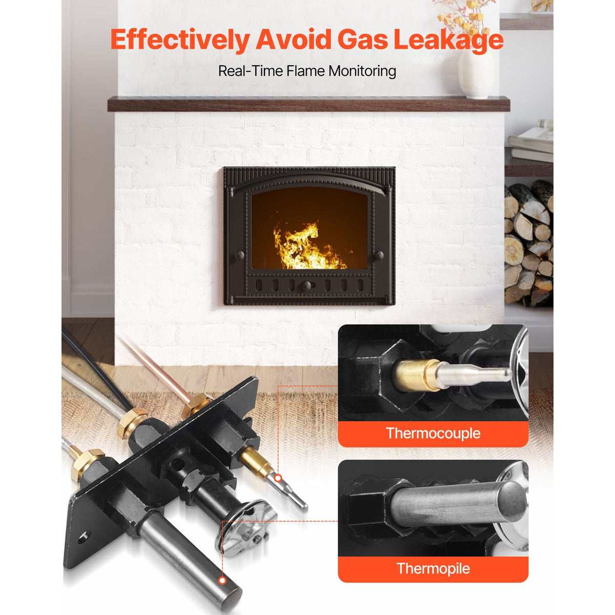 Gas Pilot Assembly, OE 69L17, 69L1701, 904405, J4117, 108084-02 Fireplace Gas Pilot Assembly Kit, Natural Gas Ignition Replacement, Compatible with Lennox, Superior, Astria Models, Black