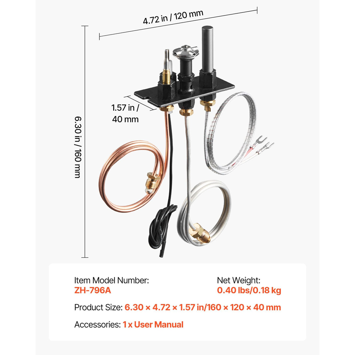 Gas Pilot Assembly, OE 69L17, 69L1701, 904405, J4117, 108084-02 Fireplace Gas Pilot Assembly Kit, Natural Gas Ignition Replacement, Compatible with Lennox, Superior, Astria Models, Black