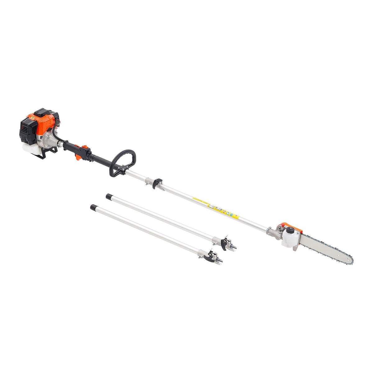 Gas Pole Saw, 43CC 2 Stroke Gas Powered Pole Saws with 12 in Cutting Bar, Cordless Tree Trimmer with Rotatable Head, 7.1 to 12 ft Extendable, Powerful Chainsaw for Tree Trimming Pruning