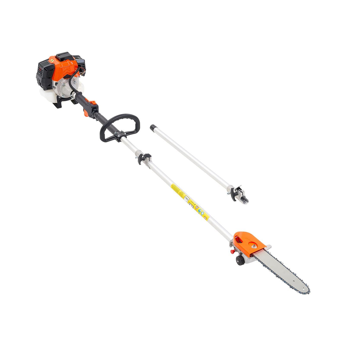 Gas Pole Saw, 43CC 2 Stroke Gas Powered Pole Saws with 12 in Cutting Bar, Cordless Tree Trimmer with Rotatable Head, 7.1 to 12 ft Extendable, Powerful Chainsaw for Tree Trimming Pruning