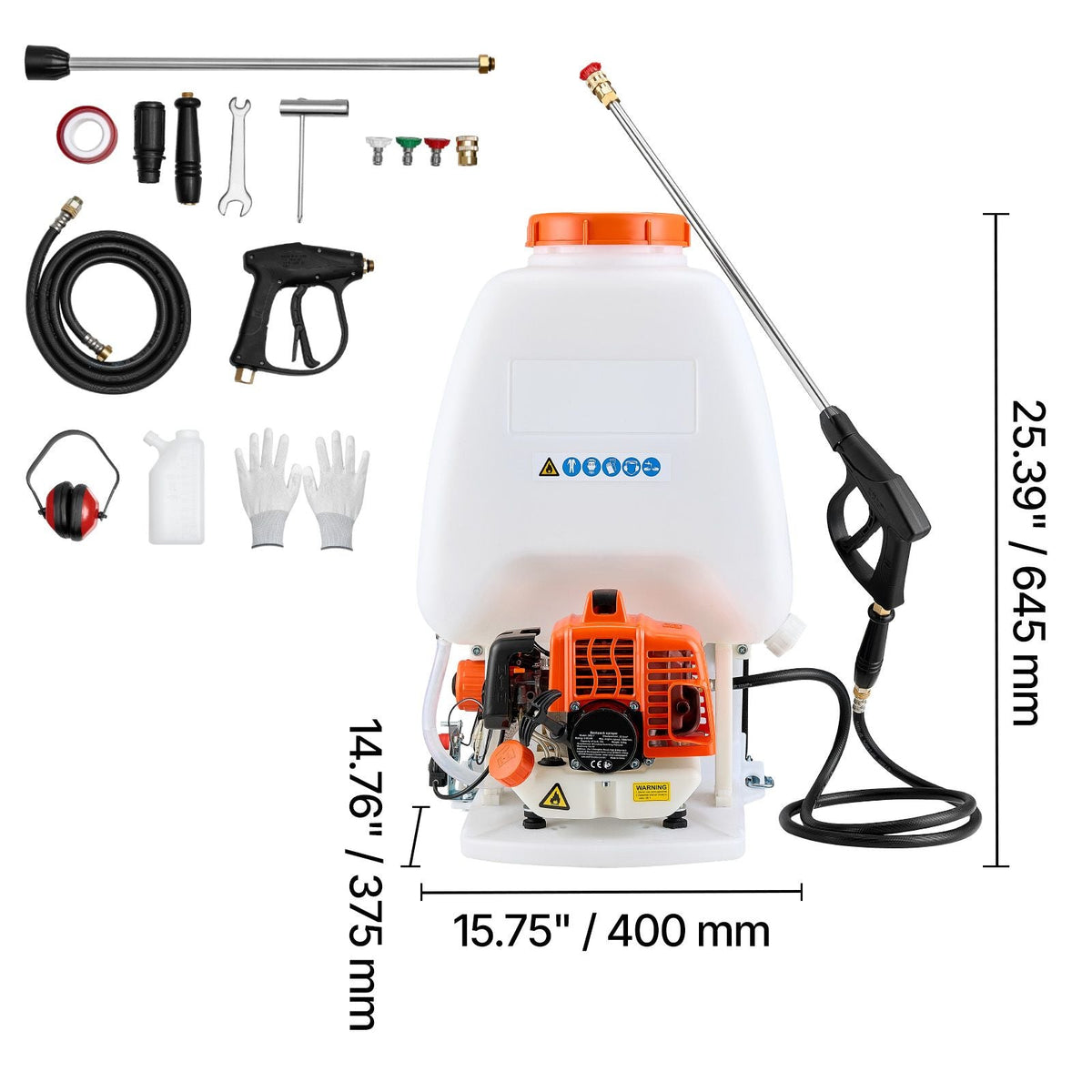 Gas Powered Backpack Sprayer, 26.5CC 0.9HP Engine, Garden Sprayer with 6.5 Gallon Tank, Large Area Coverage, Lawn Spraying Machine with 24 in Wand & Nozzles for Efficient Gardening & Farming