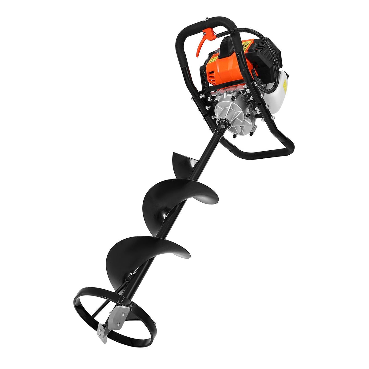 Gas Powered Ice Auger, 52CC 2-Stroke Ice Fishing Augers with 8" Steel Drill Bit, Cold-Resistant & Portable Post Hole Digger, Precise and Fast Drilling Powerhead for Winter Fishing Rescue
