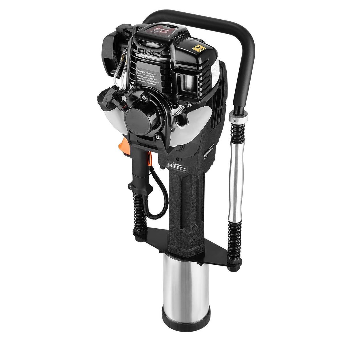 Gas Powered T Post Driver, 37.7cc 4-Stroke Engine Efficient Post Pounder with 3 Piling Sleeves, Vibration-Reducing Handle, Heavy Duty Fence Pile Driver for Farm, Orchard, Road Work, Landscaping