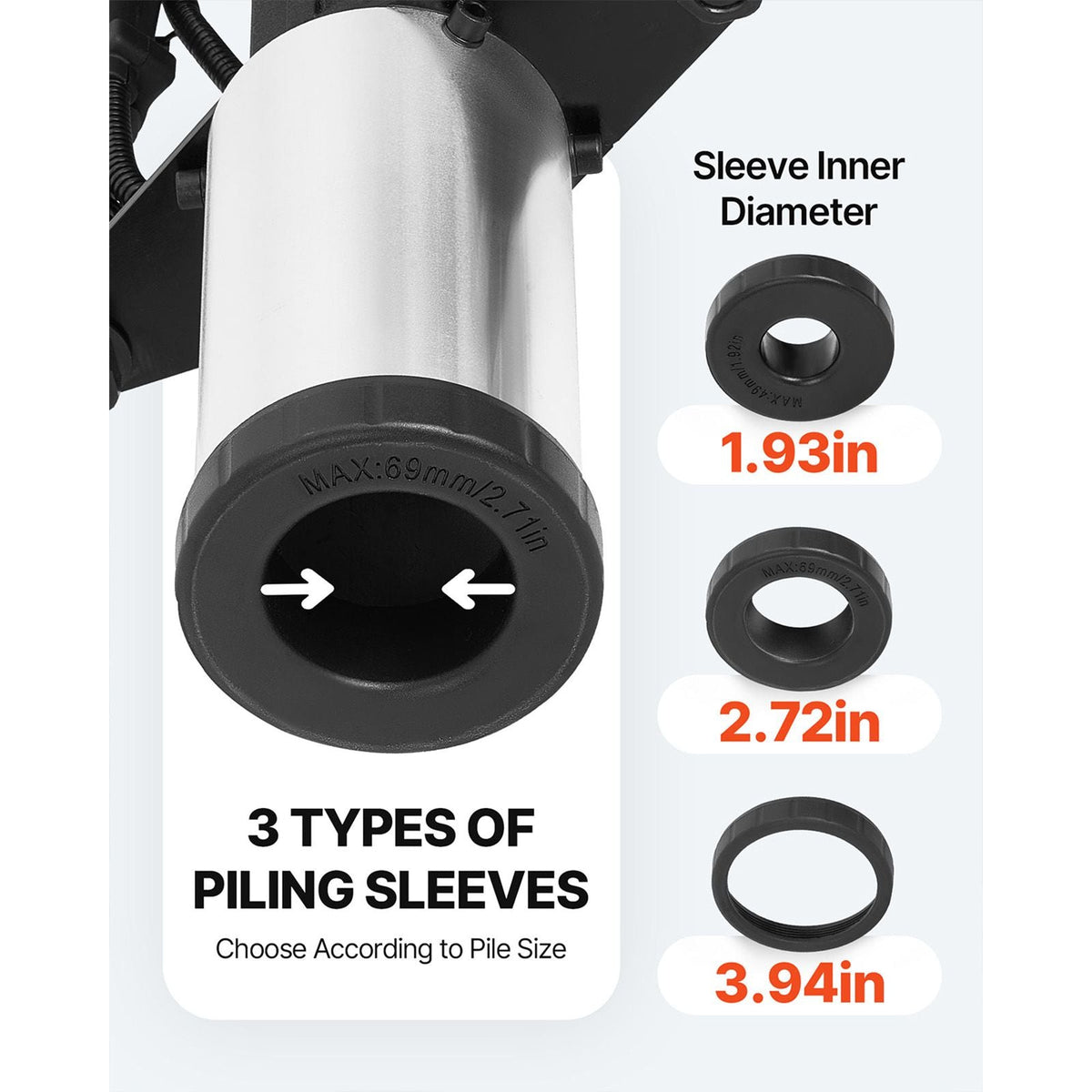 Gas Powered T Post Driver, 37.7cc 4-Stroke Engine Efficient Post Pounder with 3 Piling Sleeves, Vibration-Reducing Handle, Heavy Duty Fence Pile Driver for Farm, Orchard, Road Work, Landscaping