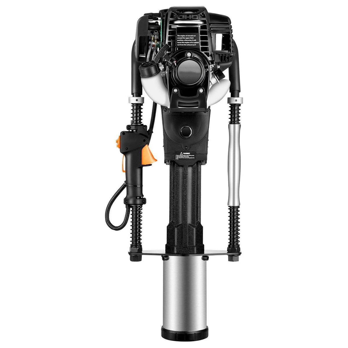Gas Powered T Post Driver, 37.7cc 4-Stroke Engine Efficient Post Pounder with 3 Piling Sleeves, Vibration-Reducing Handle, Heavy Duty Fence Pile Driver for Farm, Orchard, Road Work, Landscaping