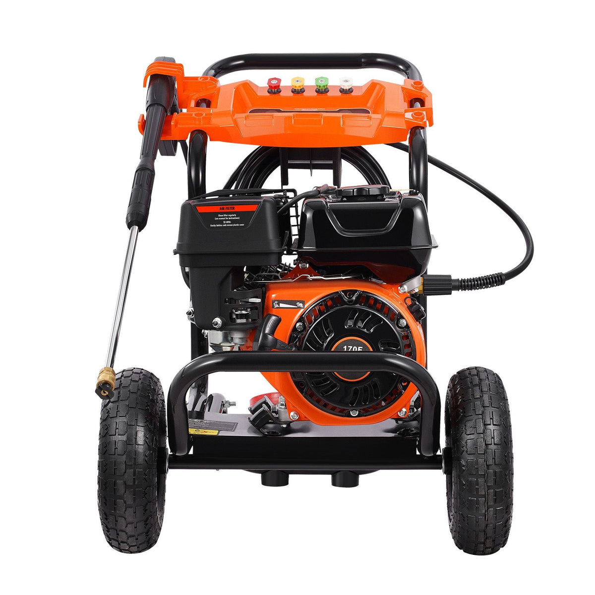 Gas Pressure Washer, 3500 PSI 2.6 GPM, Gas Powered Pressure Washer with Aluminum Pump, Spray Gun and Extension Wand, 5 Nozzle Set, for Fences, Homes, Driveways, Patios, Furniture, Horizontal