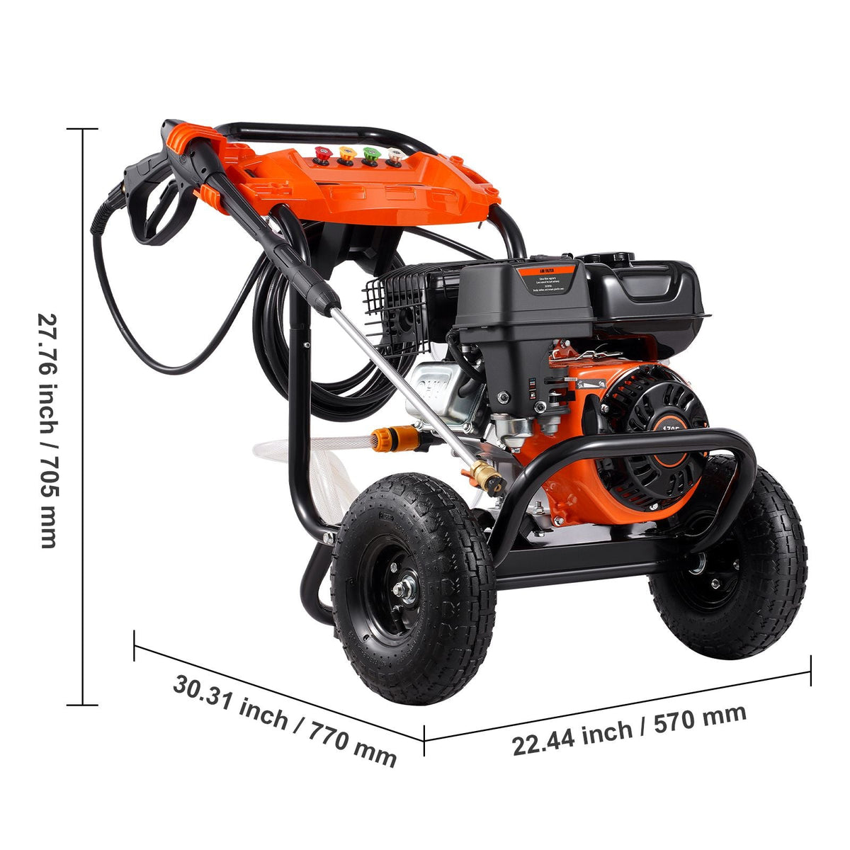 Gas Pressure Washer, 3500 PSI 2.6 GPM, Gas Powered Pressure Washer with Aluminum Pump, Spray Gun and Extension Wand, 5 Nozzle Set, for Fences, Homes, Driveways, Patios, Furniture, Horizontal