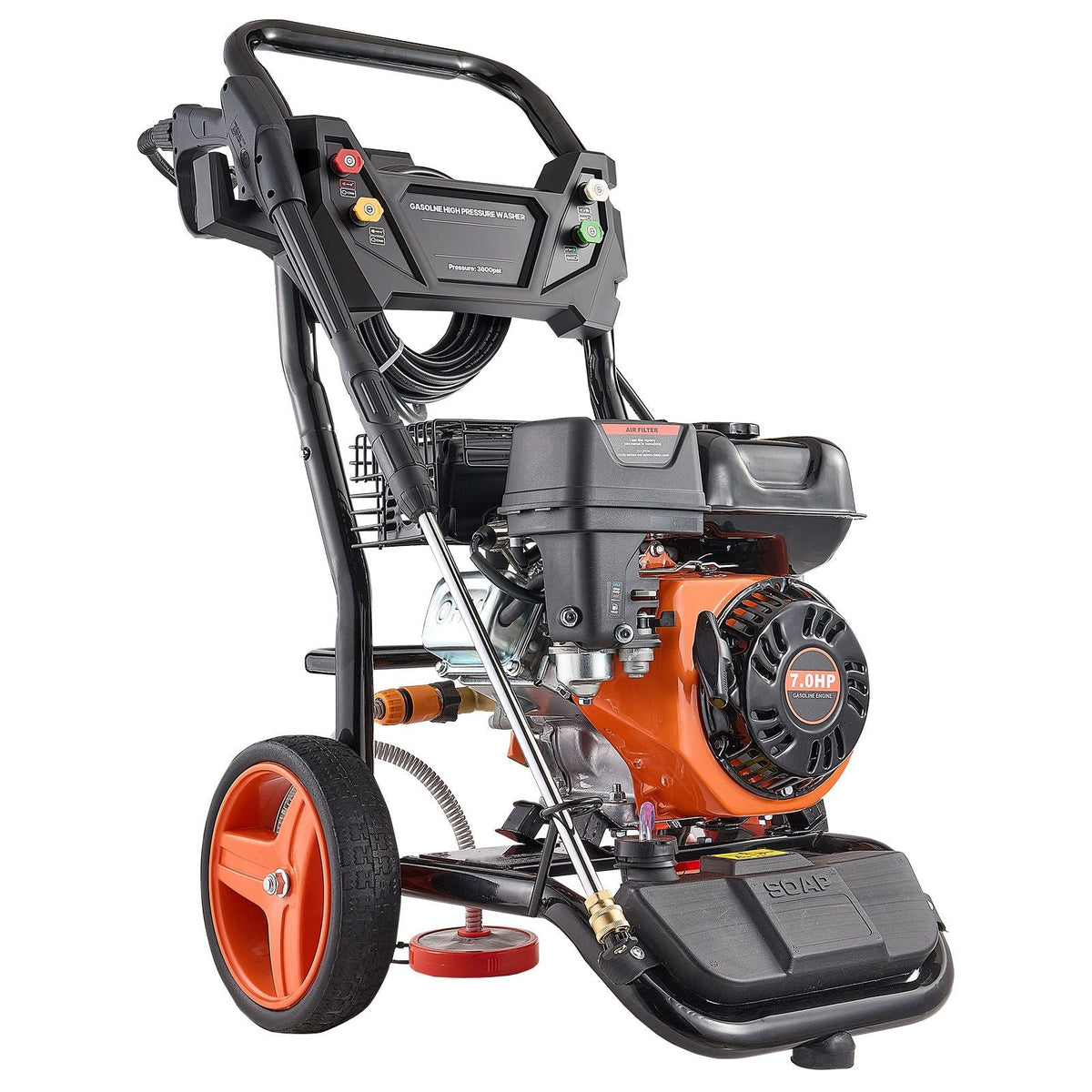 Gas Pressure Washer 3600 PSI and 2.6 Max GPM, Full Copper Pump, Spray Gun and Wand, 5 Nozzle Set, 26 ft Hose Gas Powered Pressure Washer for Cars, Fences, Driveways, Homes, Patios, Furniture