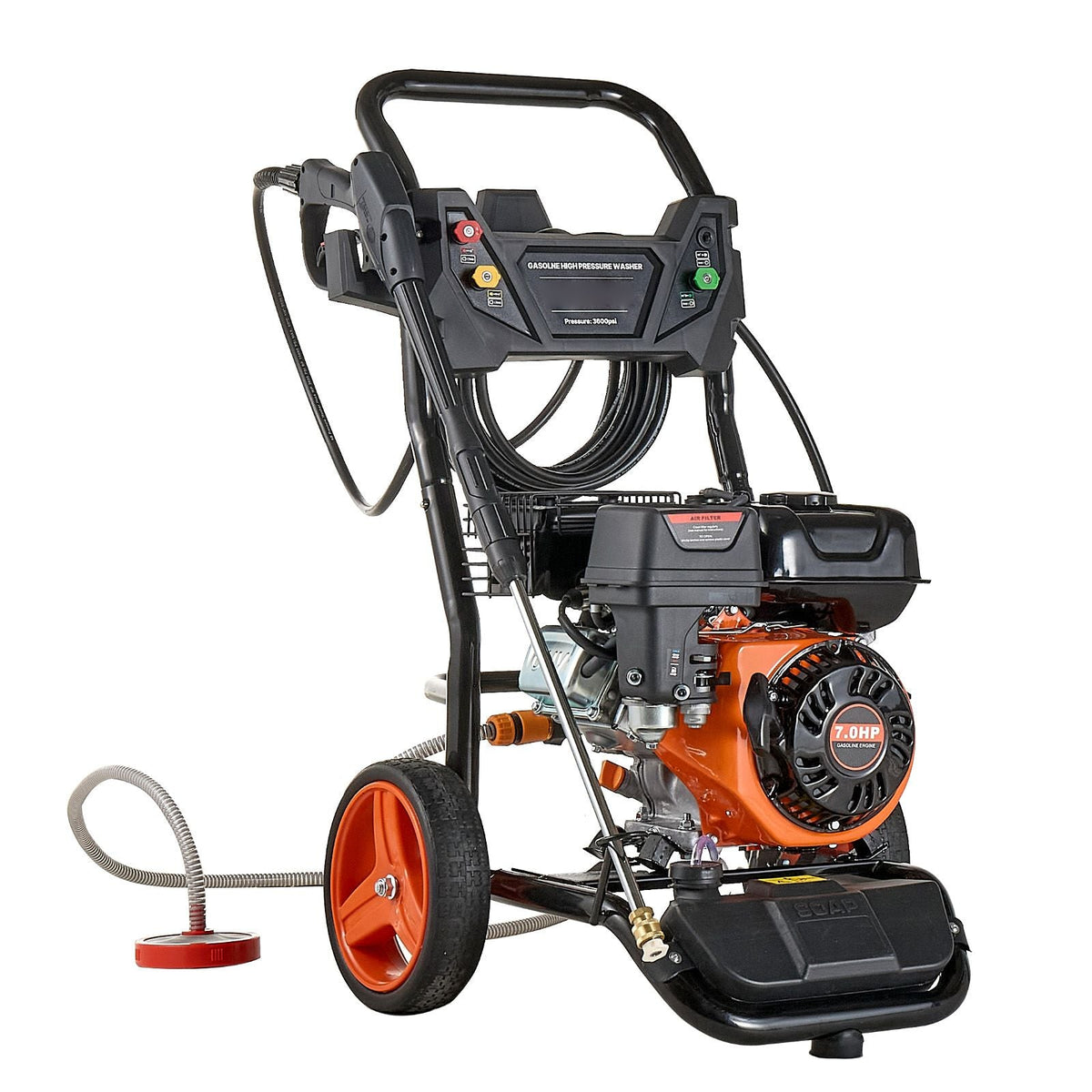 Gas Pressure Washer 3600 PSI and 2.6 Max GPM, Full Copper Pump, Spray Gun and Wand, 5 Nozzle Set, 26 ft Hose Gas Powered Pressure Washer for Cars, Fences, Driveways, Homes, Patios, Furniture