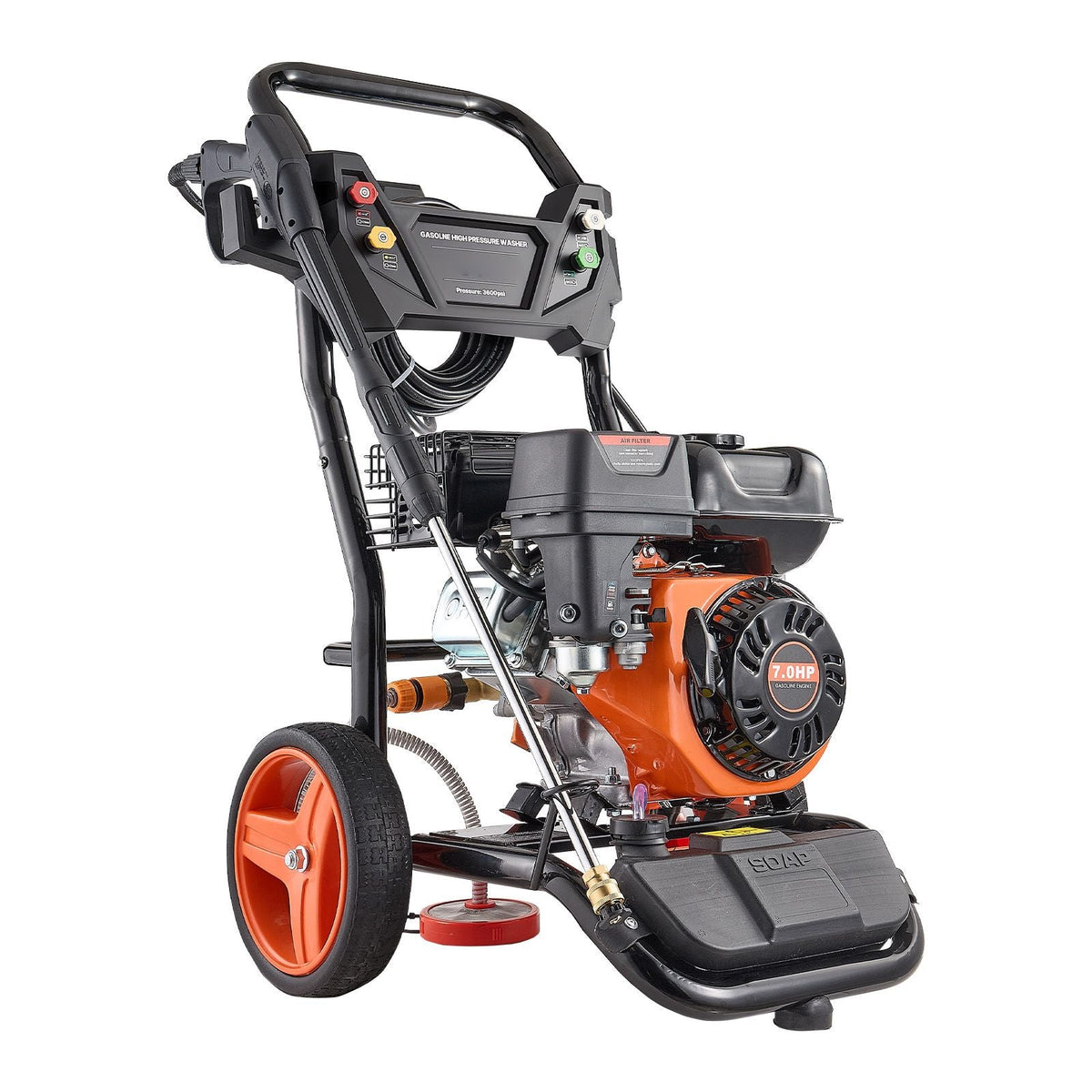 Gas Pressure Washer 3600 PSI and 2.6 Max GPM, Full Copper Pump, Spray Gun and Wand, 5 Nozzle Set, 26 ft Hose Gas Powered Pressure Washer for Cars, Fences, Driveways, Homes, Patios, Furniture