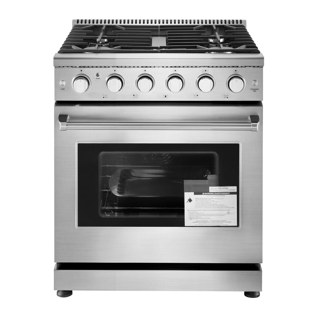 Gas Range Oven, 30 Inches Width, Freestanding Stainless Steel Stove and Oven with 5 Sealed Cooktop Burners, Easy Reach Racks, Storage Drawer, 4.8 Cu. Ft. Capacity, for Apartment, Home, Kitchen