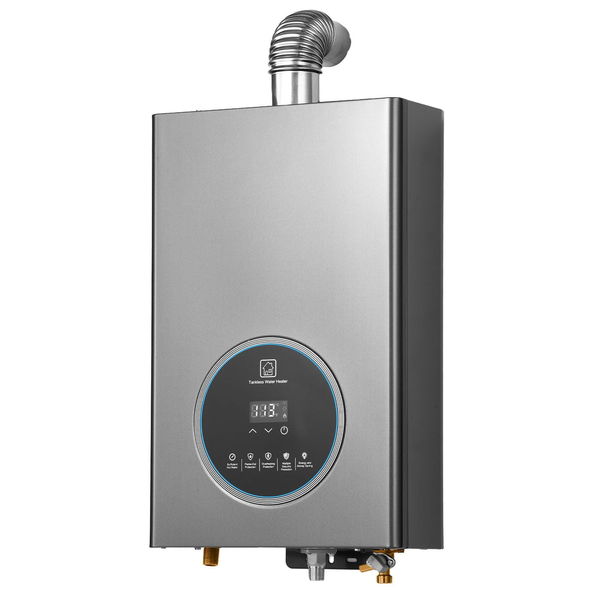 Gas Tankless Water Heater, 4.3Gal Indoor 100000 BTU Instant Hot Water Heater, Smart Temperature Control & Clear LED Display & Multiple Security Protections for Whole House,Silver Gray