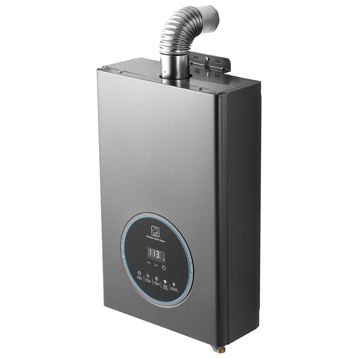 Gas Tankless Water Heater, 4.3Gal Indoor 100000 BTU Instant Hot Water Heater, Smart Temperature Control & Clear LED Display & Multiple Security Protections for Whole House,Silver Gray