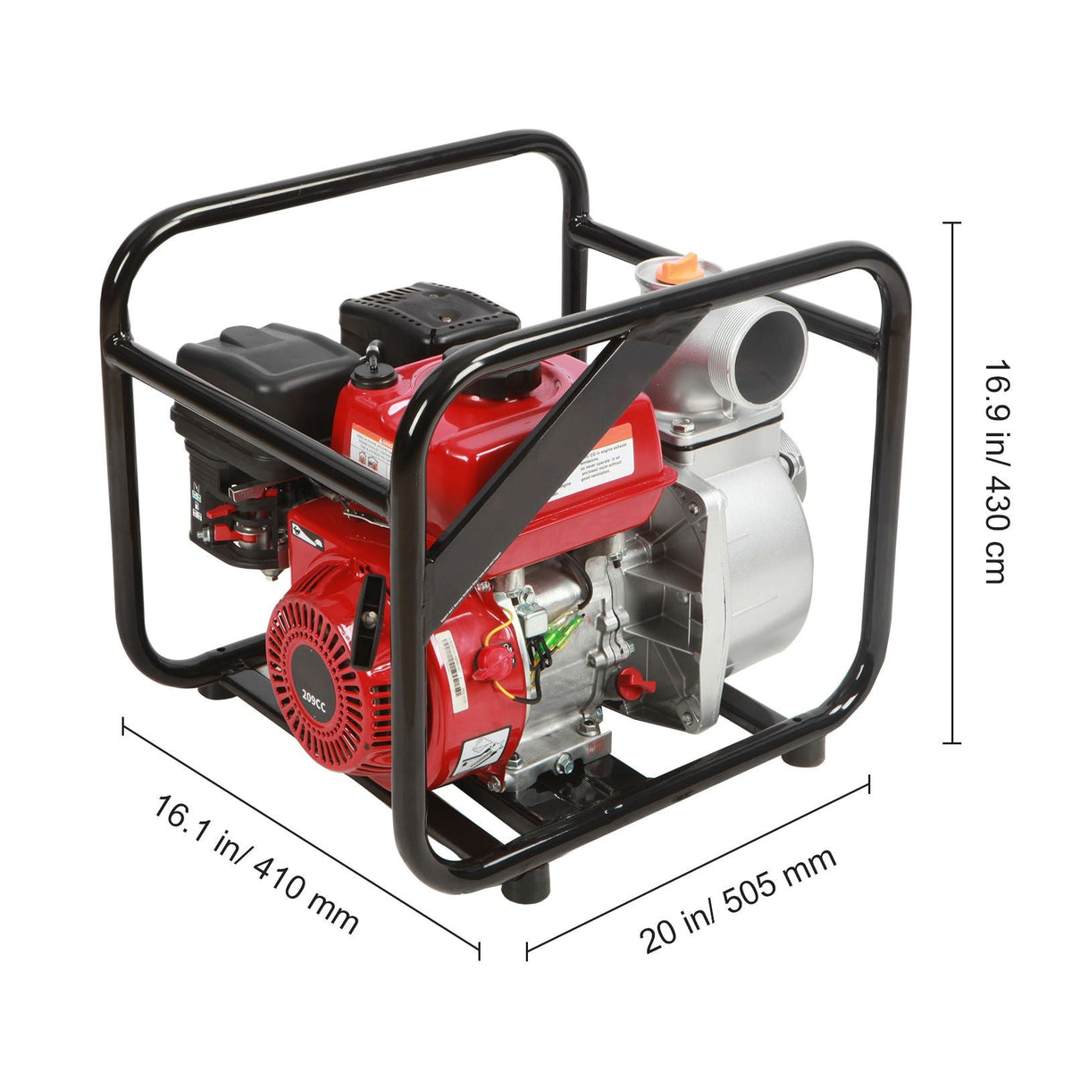 Gasoline Engine Water Pump, 3-inch, 7HP 265 GPM, 142ft Lift, 22ft Suction, 4-Stroke Gas Powered Trash Water Transfer Pump Portable High Pressure with 25ft Hose for Irrigation Pool, EPA Certified