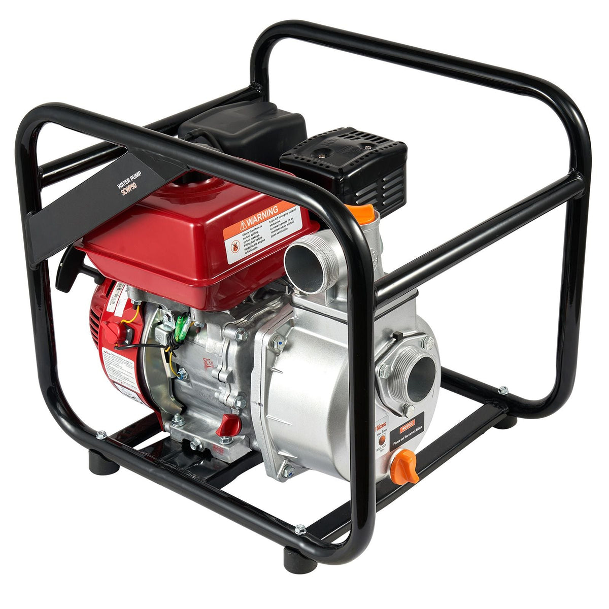 Gasoline Powered Trash Pump, 2 in/50 mm, 7HP 132GPM 4-Stroke Gasoline Engine Water Transfer Pump with 25 ft/7.62 m Outlet Hose Max 98 ft Lift 26ft Suction, Cast Iron Impeller for Irrigation Pool