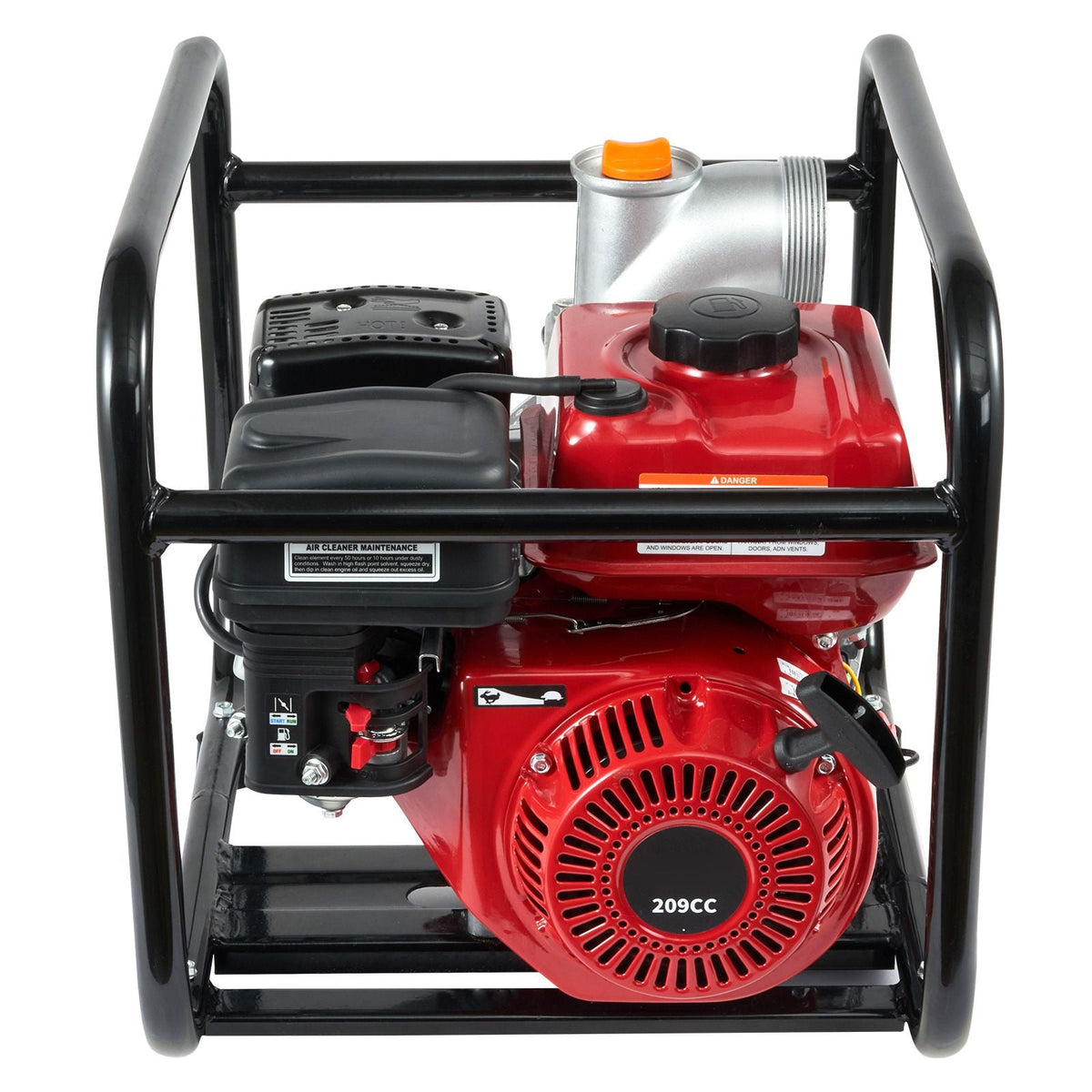 Gasoline Powered Trash Pump, 3 in/80 mm, 7HP 242GPM 4-Stroke Gasoline Engine Water Transfer Pump with 25 ft/7.62 m Outlet Hose Max 98 ft Lift 26ft Suction, Cast Iron Impeller for Irrigation Pool