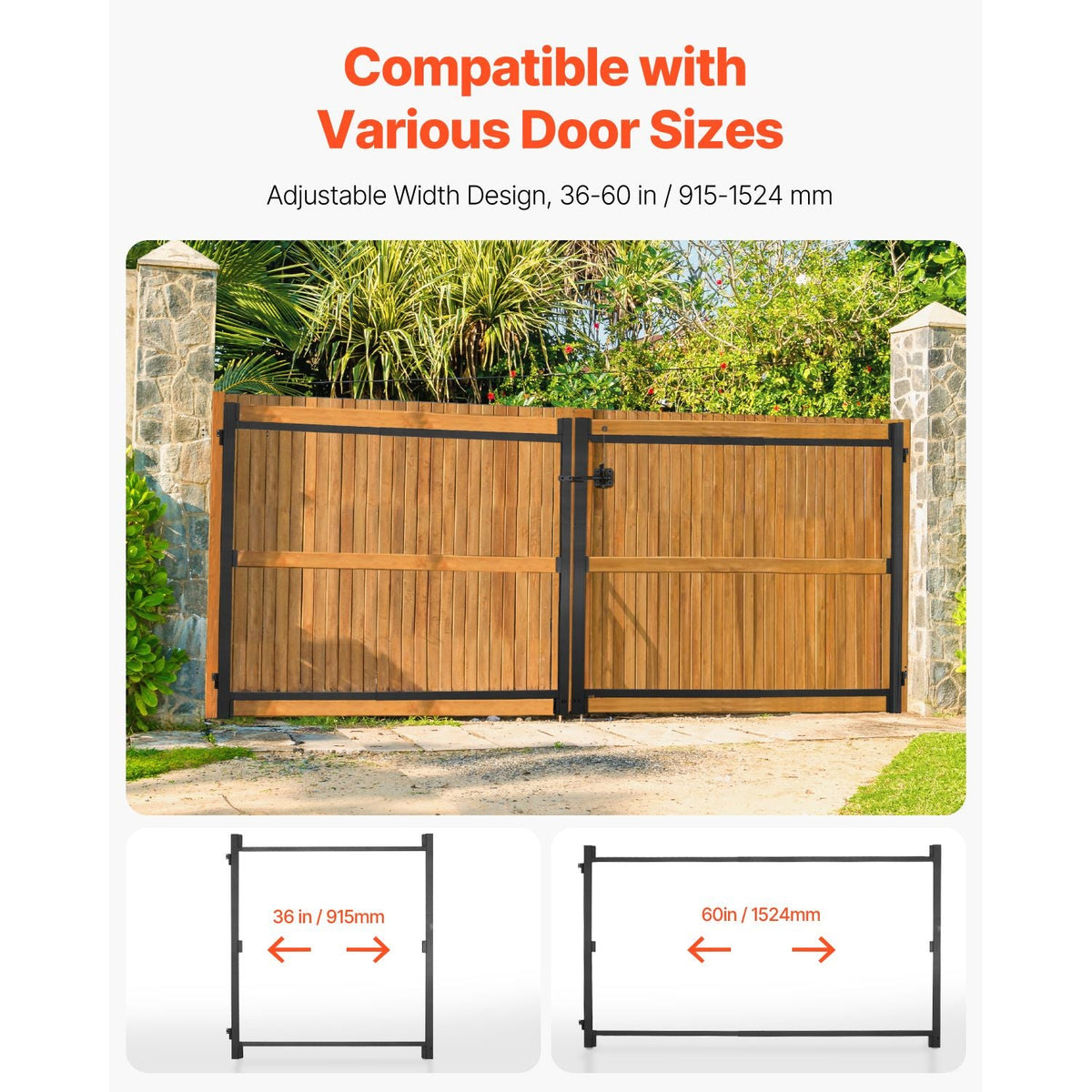 Gate Building Kit, Fits 36 to 60 in Wide Openings, Up from 6 to 7 ft High Fence, Adjustable Gate Building Kit, Anti Sag Full Gate Frame Kit with Latch Lock and Screws, for Wooden Fence, Iron