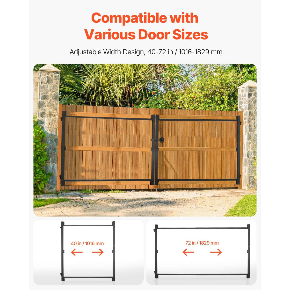 Gate Building Kit, Fits 40 to 72 in Wide Openings, Up from 4 to 5 ft High Fence, Adjustable Gate Building Kit, Anti Sag Full Gate Frame Kit with Latch Lock and Screws, for Wooden Fence, Iron