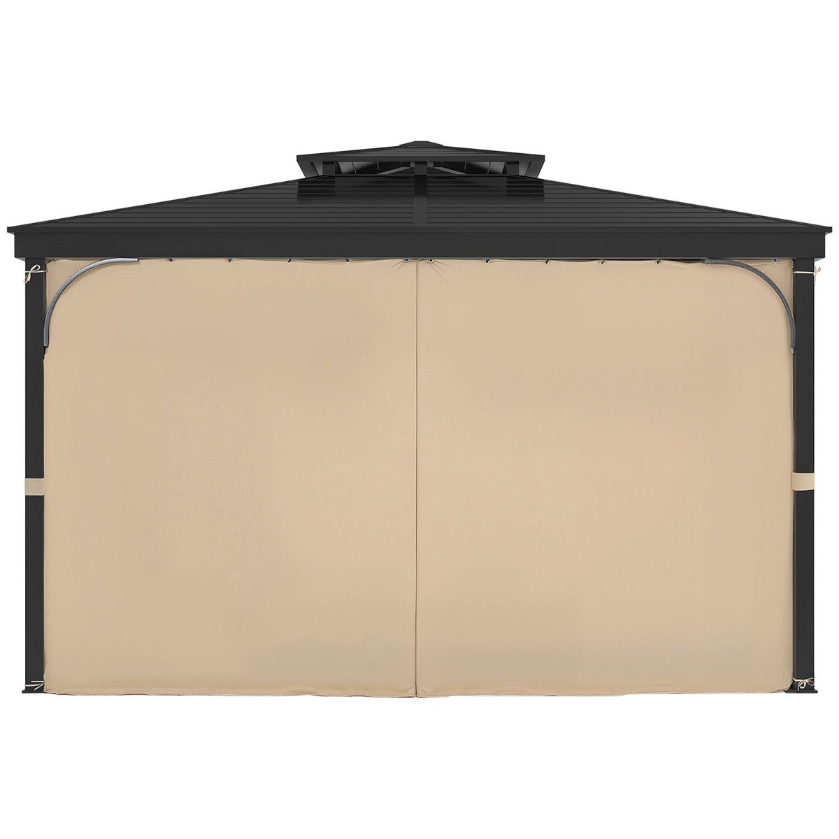 Gazebo Curtains Outdoor, 12' x 10' x 7.3' Gazebos, 4-Panel Sidewall Gazebo Privacy Curtains with Zippers, Outdoor Curtain Replacement for Patio Canopy, Only Curtain, Khaki