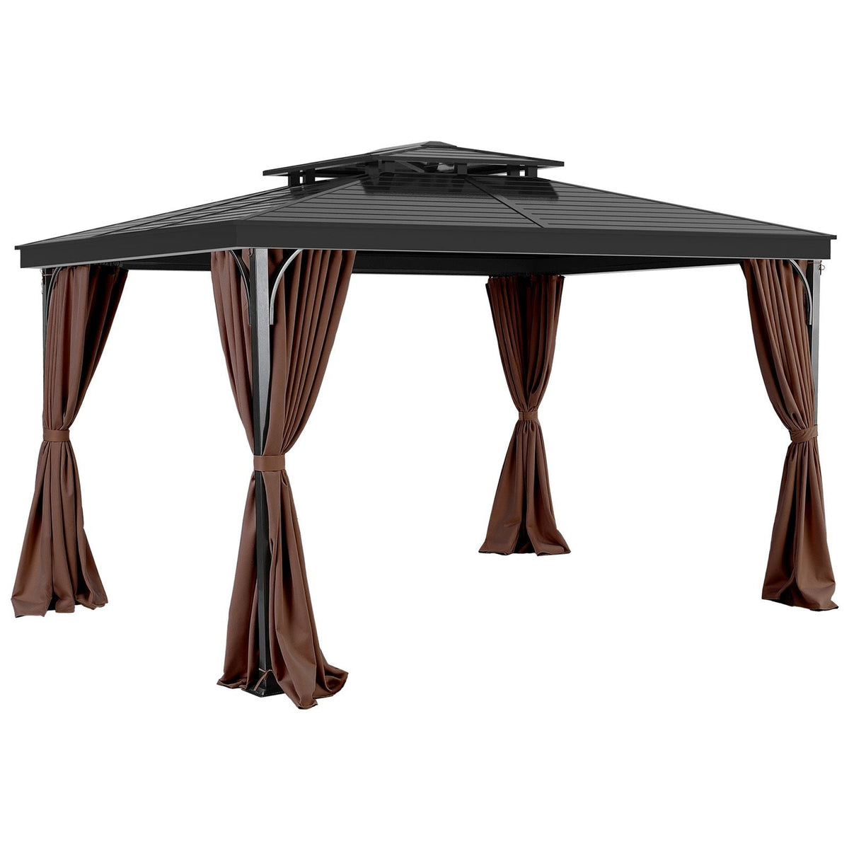 Gazebo Curtains Outdoor, Fit Most 10' x 10' x 6.9' Gazebos, 4-Panel Sidewall Gazebo Privacy Curtains with Zippers, Outdoor Curtain Replacement for Patio Canopy, Only Curtain, Coffee