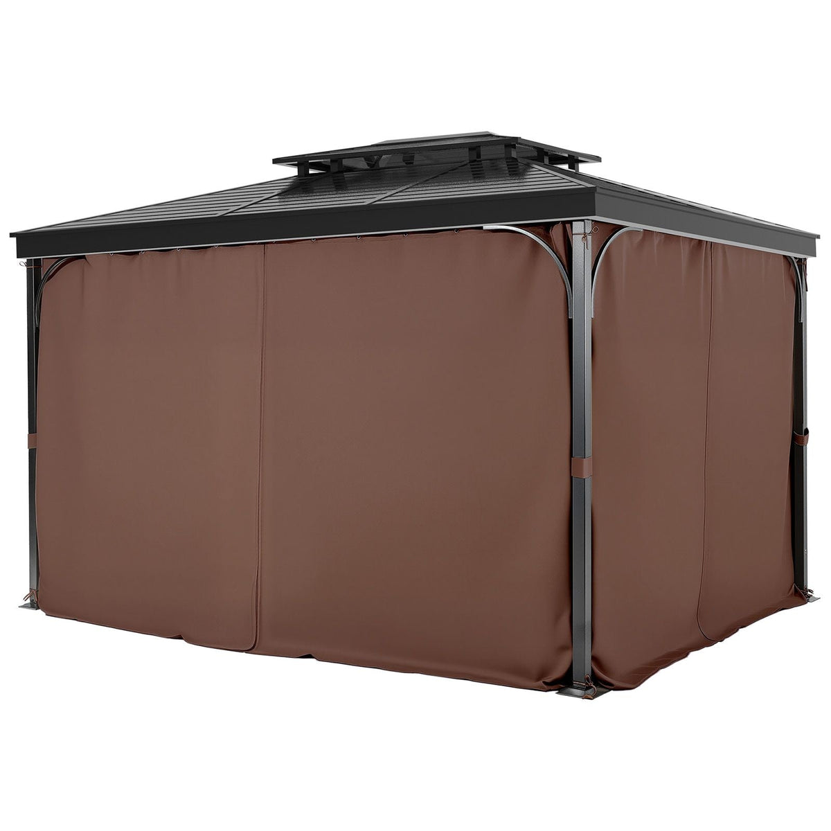 Gazebo Curtains Outdoor, Fit Most 10' x 10' x 6.9' Gazebos, 4-Panel Sidewall Gazebo Privacy Curtains with Zippers, Outdoor Curtain Replacement for Patio Canopy, Only Curtain, Coffee