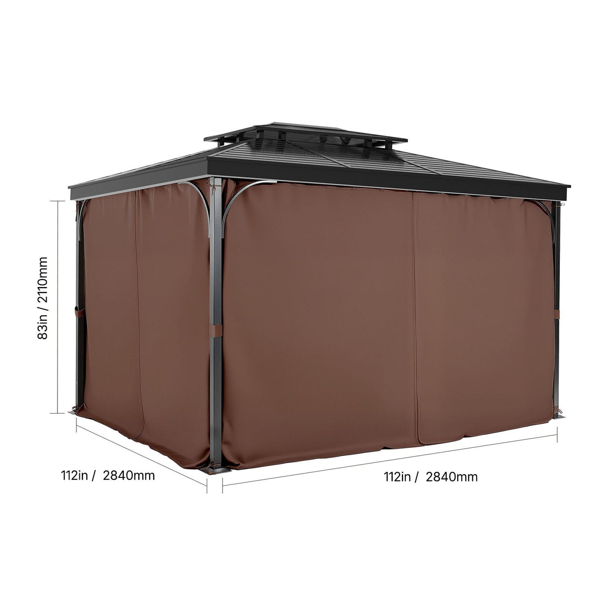 Gazebo Curtains Outdoor, Fit Most 10' x 10' x 6.9' Gazebos, 4-Panel Sidewall Gazebo Privacy Curtains with Zippers, Outdoor Curtain Replacement for Patio Canopy, Only Curtain, Coffee