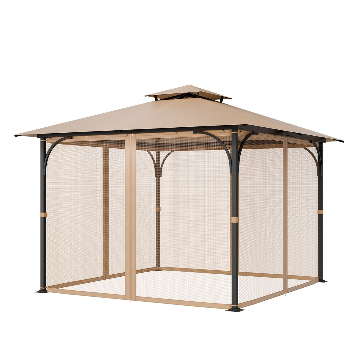 Gazebo Netting Replacement, Fit Most 10 x 10 x 7 FT Gazebo Curtain, Outdoor Garden Net, 4-Panel Sidewall Mesh Net, Patio Midge Netting with Double Zipper, Canopy Screen (Netting Only)