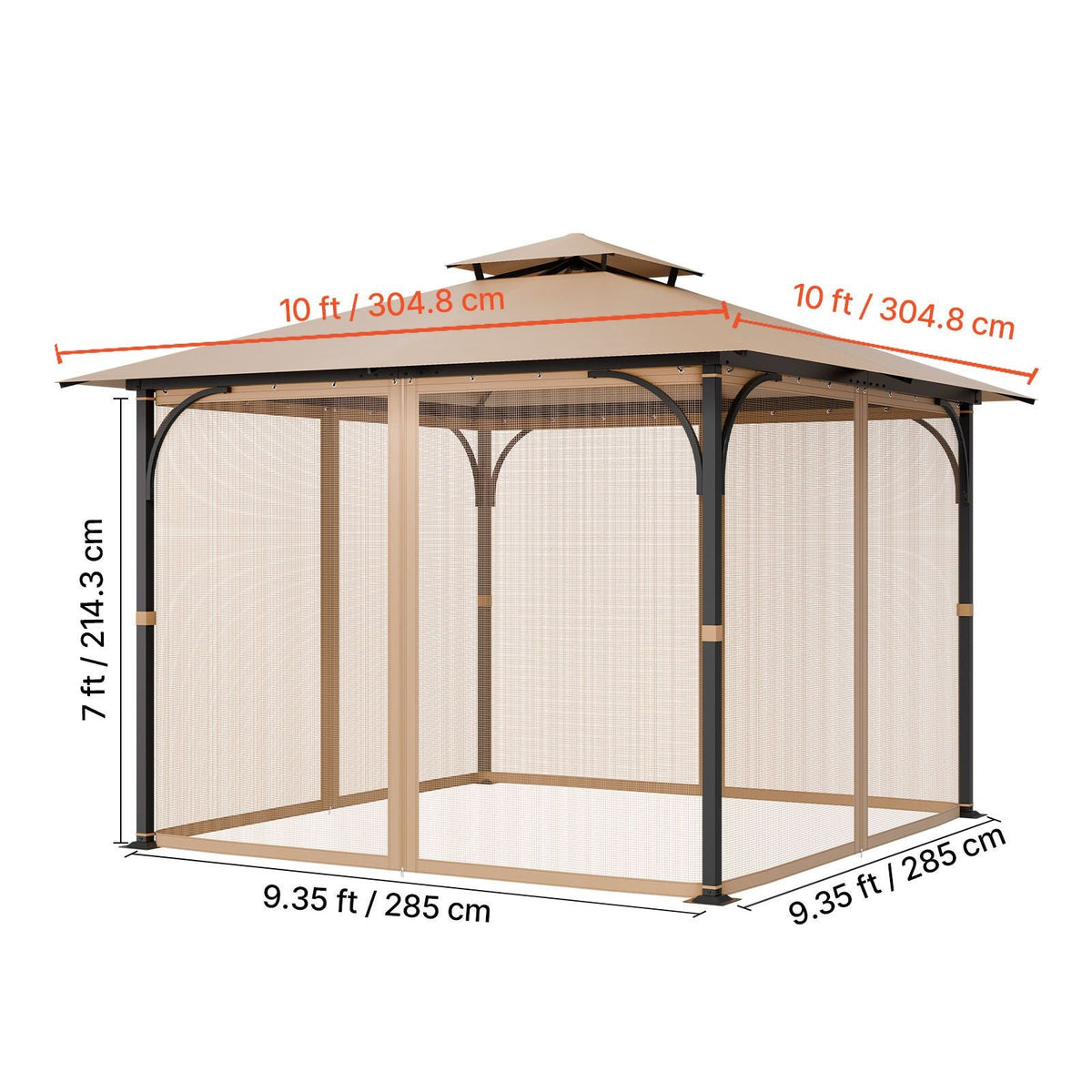Gazebo Netting Replacement, Fit Most 10 x 10 x 7 FT Gazebo Curtain, Outdoor Garden Net, 4-Panel Sidewall Mesh Net, Patio Midge Netting with Double Zipper, Canopy Screen (Netting Only)