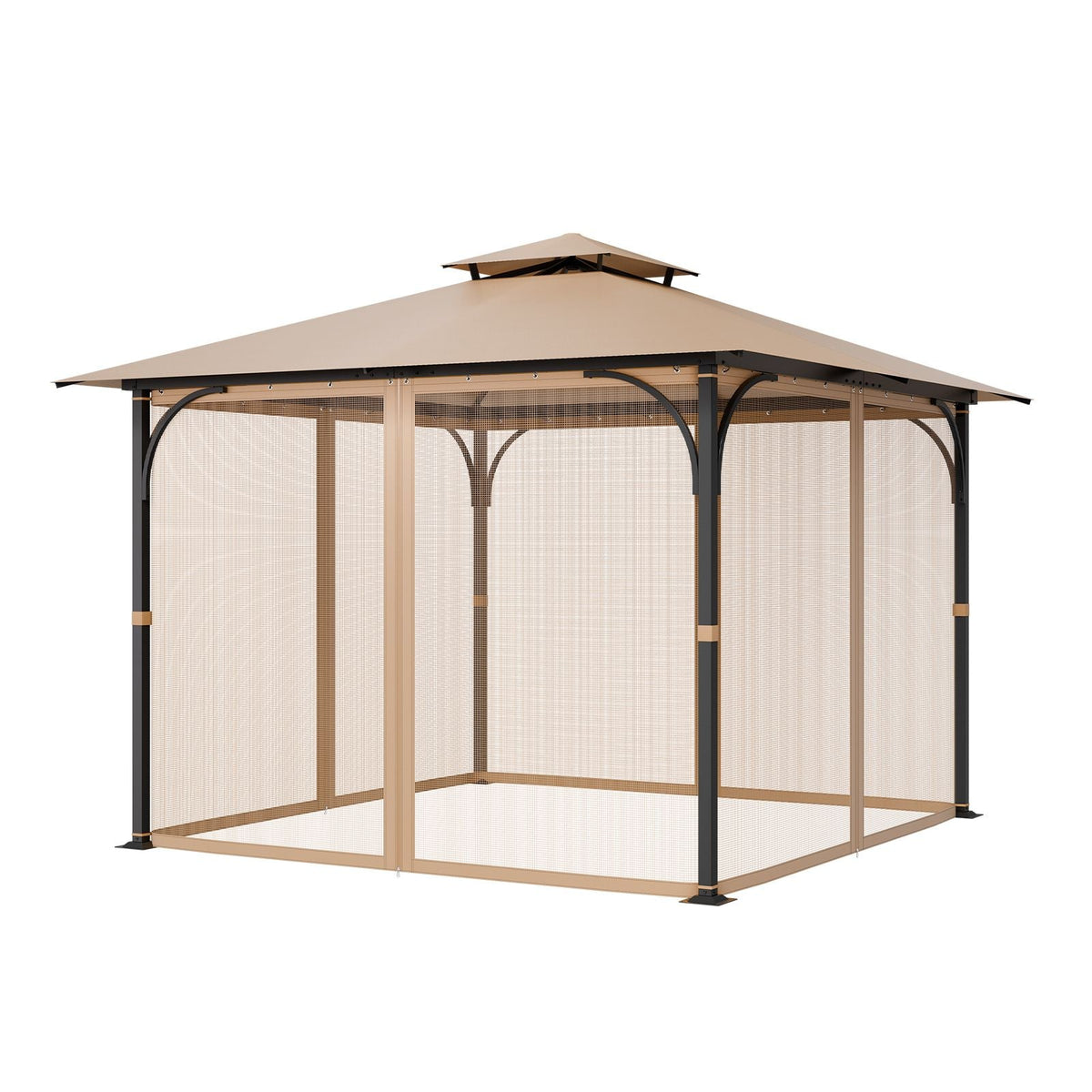 Gazebo Netting Replacement, Fit Most 10 x 10 x 7 FT Gazebo Curtain, Outdoor Garden Net, 4-Panel Sidewall Mesh Net, Patio Midge Netting with Double Zipper, Canopy Screen (Netting Only)