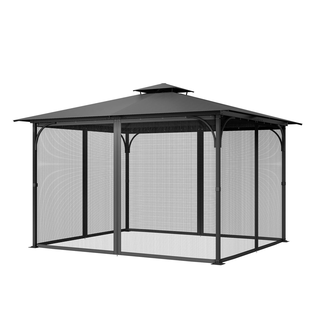 Gazebo Netting Replacement, Fit Most 10 x 13 x 6.8 FT Gazebo Curtain, Outdoor Garden Net, 4-Panel Sidewall Mesh Net, Patio Midge Netting with Double Zipper, Canopy Screen (Netting Only)