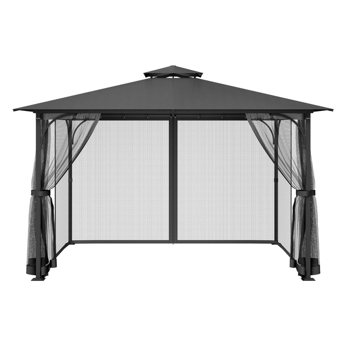 Gazebo Netting Replacement, Fit Most 10 x 13 x 6.8 FT Gazebo Curtain, Outdoor Garden Net, 4-Panel Sidewall Mesh Net, Patio Midge Netting with Double Zipper, Canopy Screen (Netting Only)
