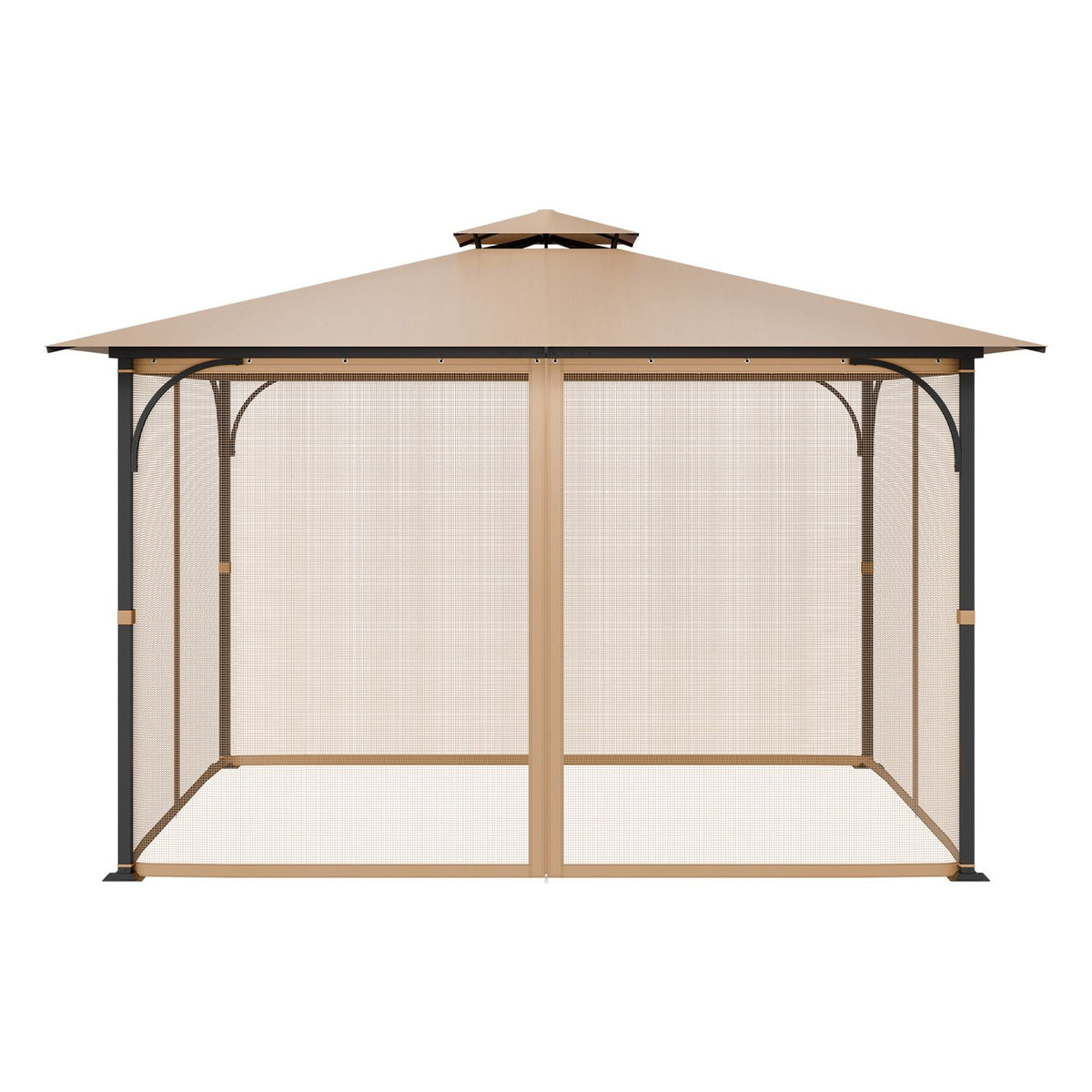 Gazebo Netting Replacement, Fit Most 10x12x7.3 FT Gazebo, Outdoor Garden Gazebo Net, 4-Panel Sidewall Mesh Gazebo Curtain, Patio Midge Netting with Double Zipper, Canopy Screen (Netting Only)
