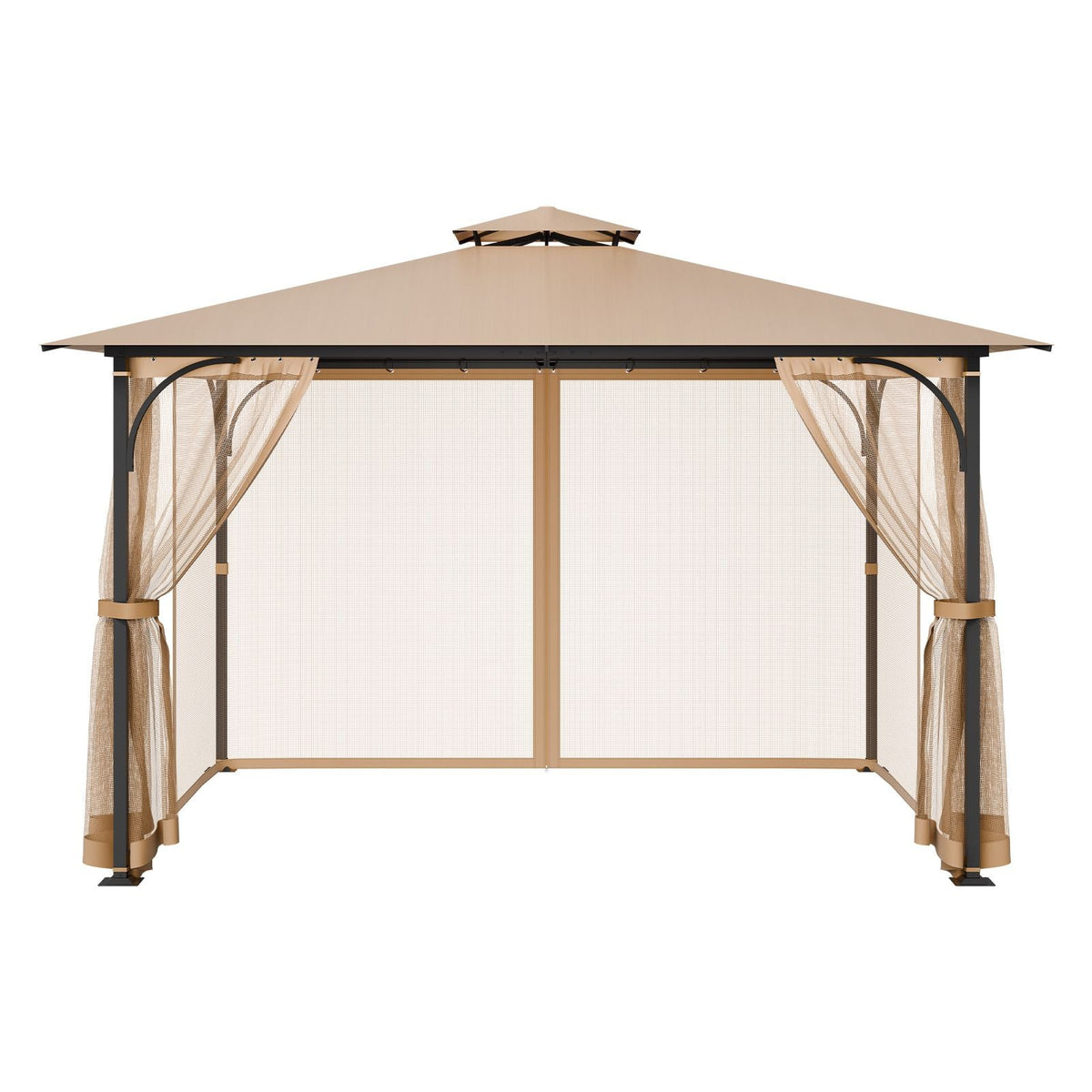 Gazebo Netting Replacement, Fit Most 10x12x7.3 FT Gazebo, Outdoor Garden Gazebo Net, 4-Panel Sidewall Mesh Gazebo Curtain, Patio Midge Netting with Double Zipper, Canopy Screen (Netting Only)