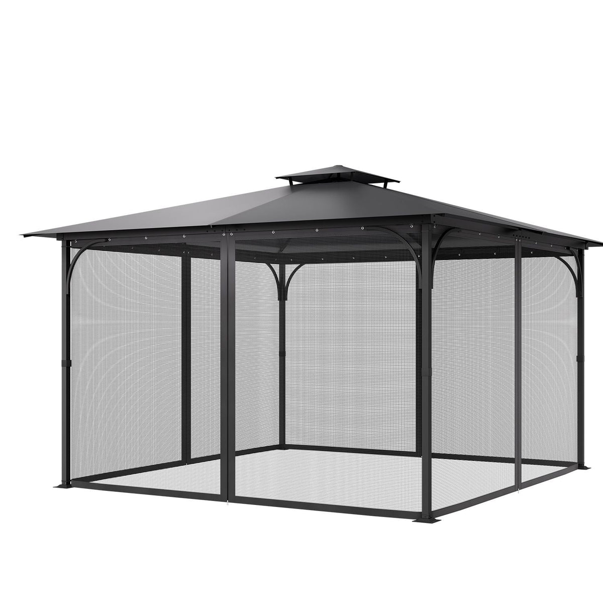 Gazebo Netting Replacement, Fit Most 12 x 12 x 7.5 FT Gazebo Curtain, Outdoor Garden Net, 4-Panel Sidewall Mesh Net, Patio Midge Netting with Double Zipper, Canopy Screen (Netting Only)