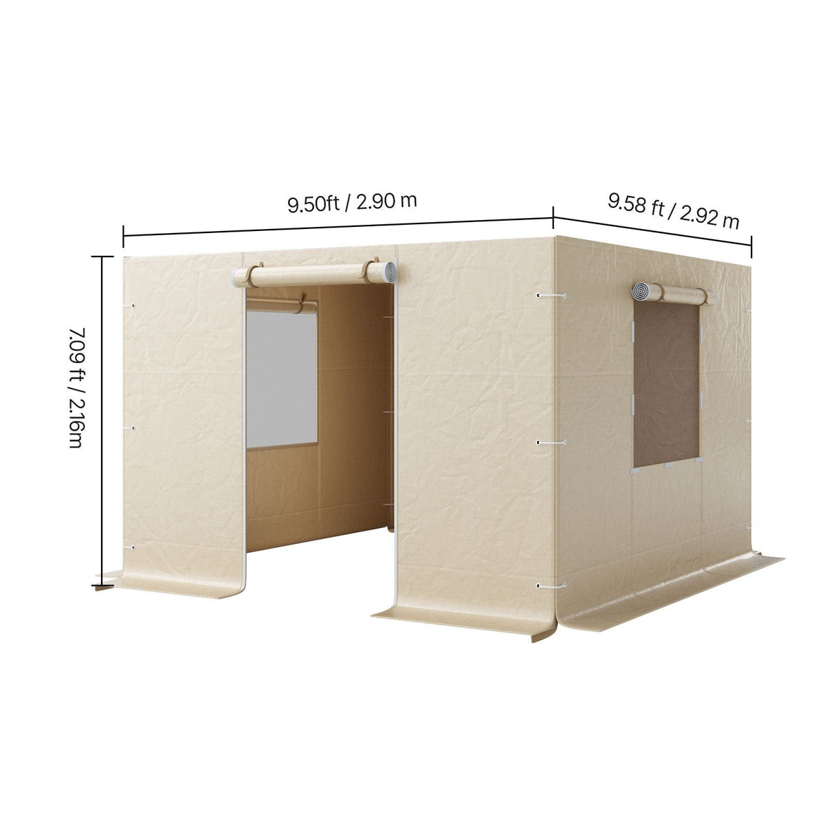 Gazebo Sidewall Fits 10 x 10 ft Gazebos, 4-Panel Winter Cover Side Walls for Hardtop Gazebo, High-Density PE Material, All Weather Outdoor Cover with Mesh Windows, Gazebos not Included