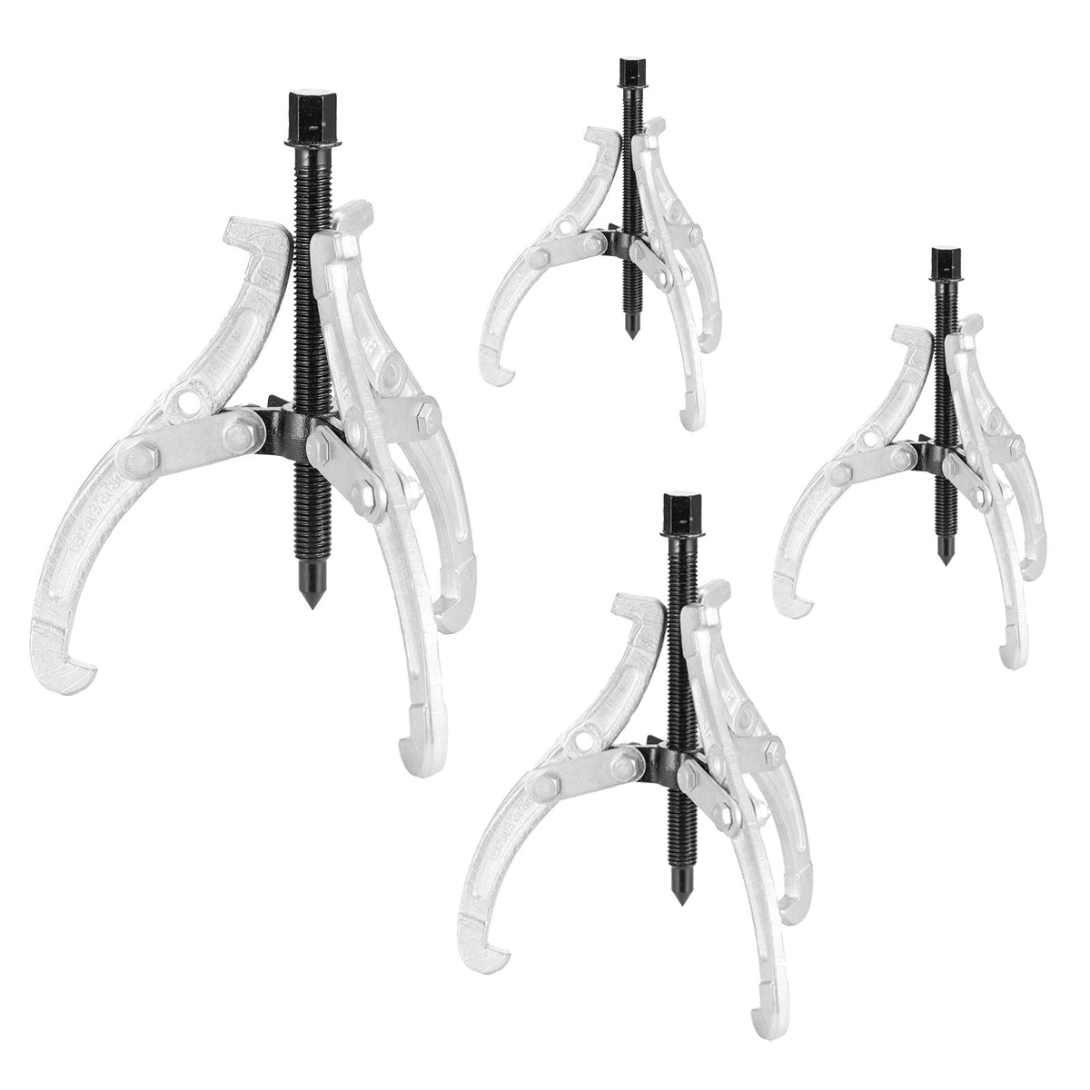 Gear Puller Set, 3 in/4 in/6 in/8 in 3 Jaw Bearing Puller with Reversible Jaws, 2 Jaw/3 Jaw Pulley Puller Tool, 4 PCS Heavy Duty Bearing Puller Tool Kit for Pulley Gear Bearing Flywheel Removal