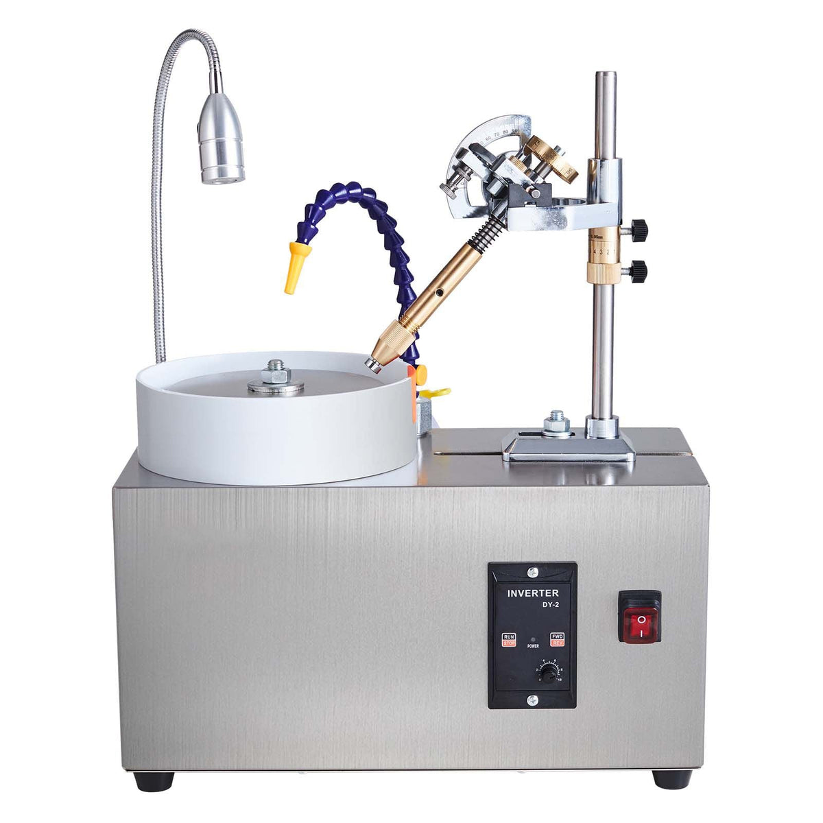 Gem Faceting Machine, 180W Jade Grinding Polishing Machine 0-2980RPM Adjustable Rotating Speed, Rock Jewel Angle Polisher with Precise Mechanical Manipulator & Scale Gem Jade Stone Crystal